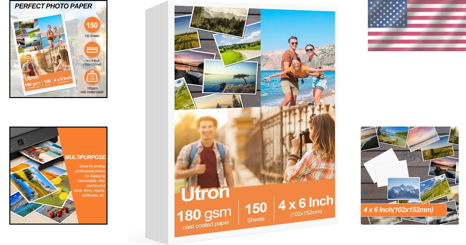 150 Sheets glossy photo paper, 4 x 6 Inch, photo paper for printer, photo printe