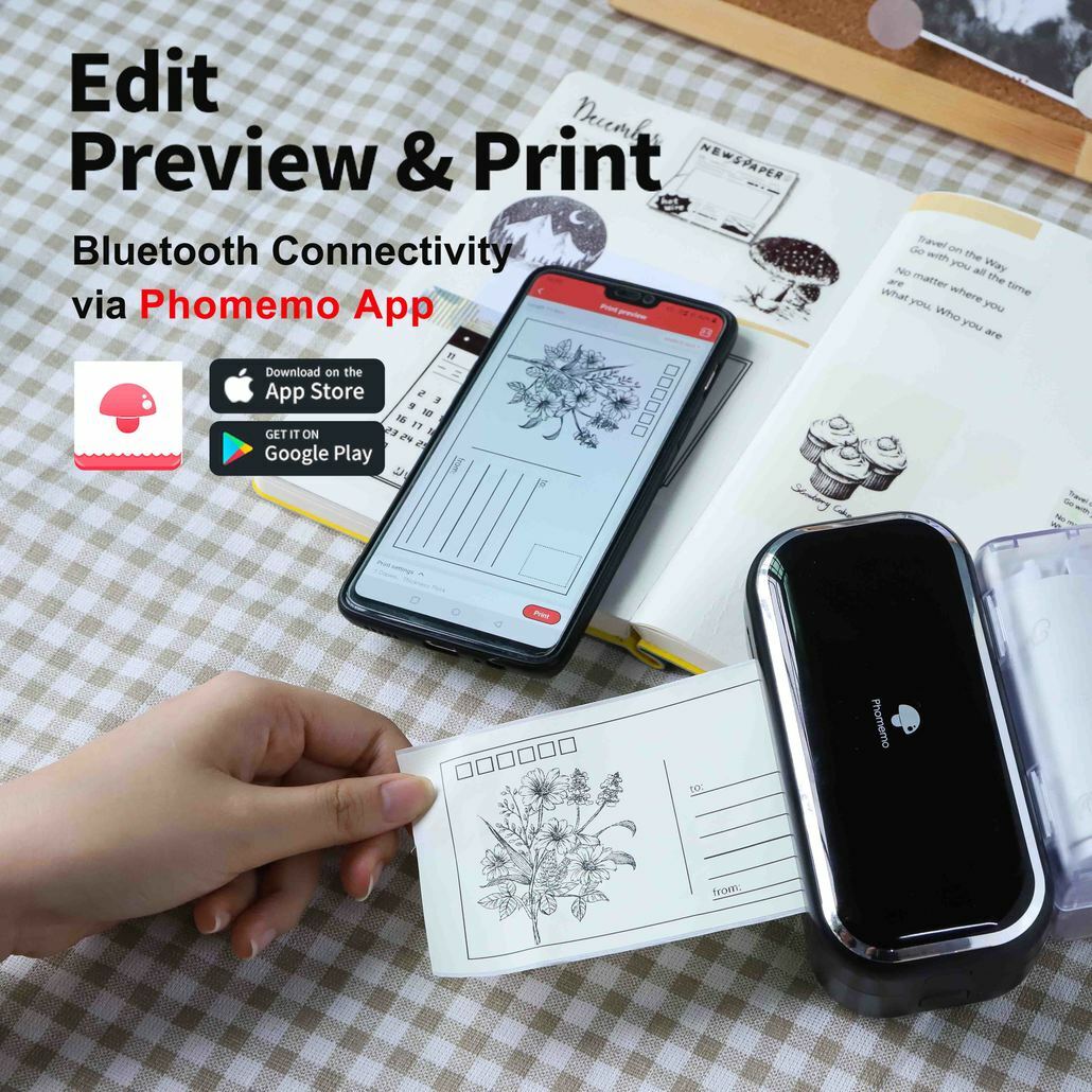 Phomemo M03 Bluetooth Portable Thermal Sticker Printer 80mm for iOS & Android