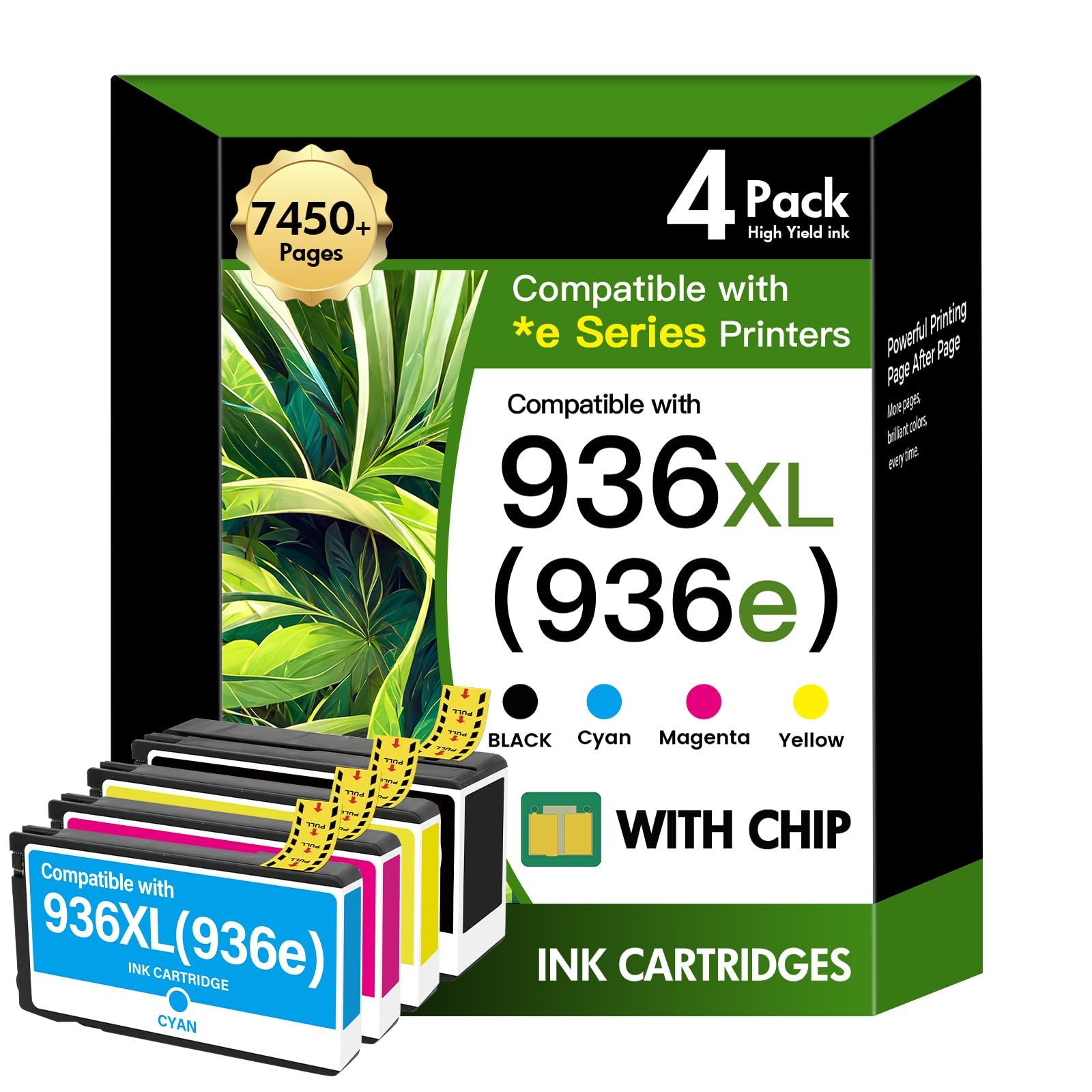 ** NEW HP 936 Ink | 936e / 936XL | Black/Color | High Yield | Compatible | 4-Pak