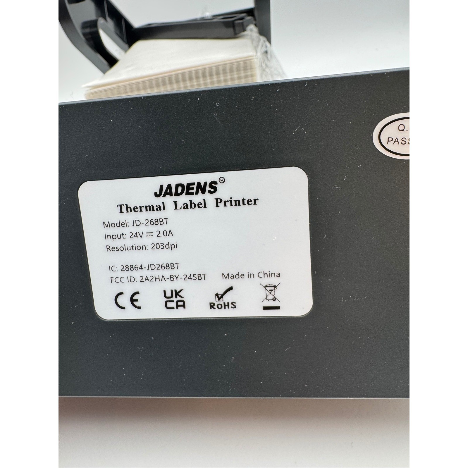 Jadens Thermal Shipping Label Printer Black with External Holder and Labels