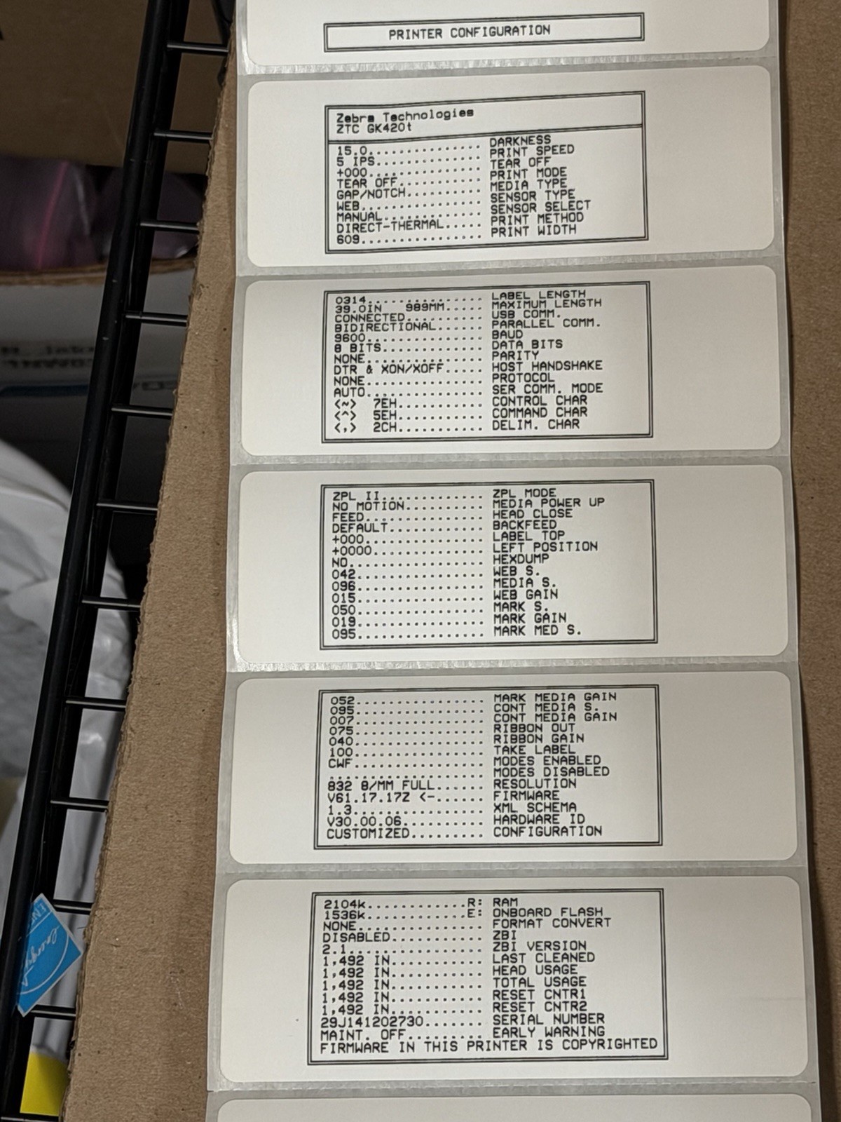 Zebra GK420t Thermal Label Printer USB GK42-102510-000A Tested W/Ribbon & Cables