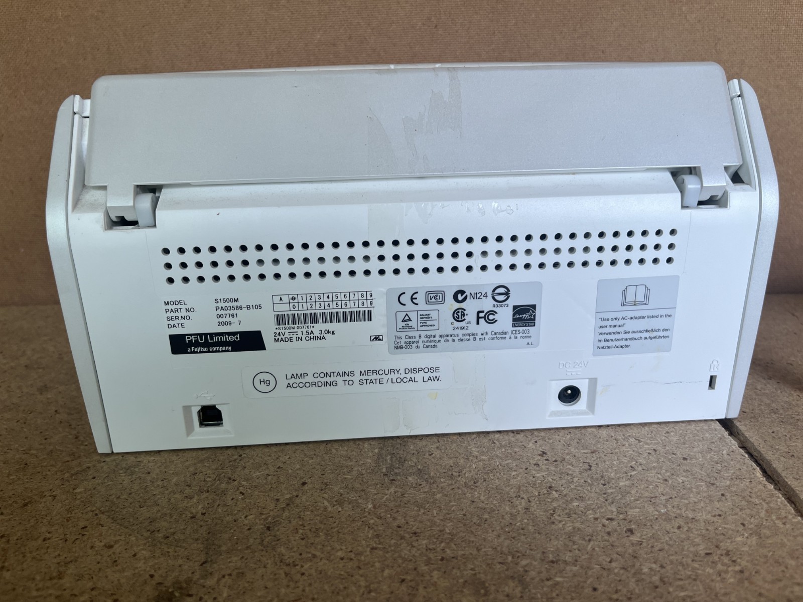 Fujitsu ScanSnap S1500M Document Scanner USB Cable Mac Duplex C58