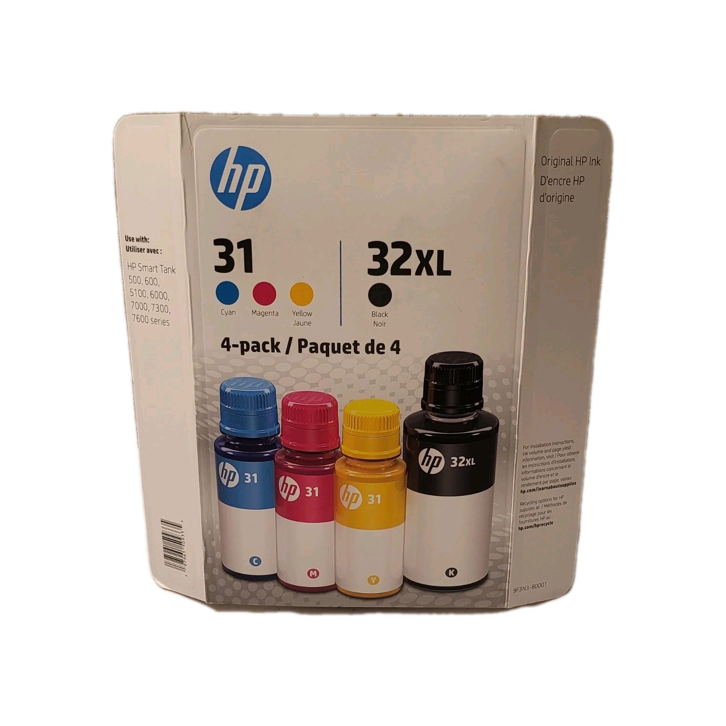 HP Smart Tank 32XL Black 31 Cyan/Magenta/Yellow Original 4-Pk Ink Exp 02/27 New