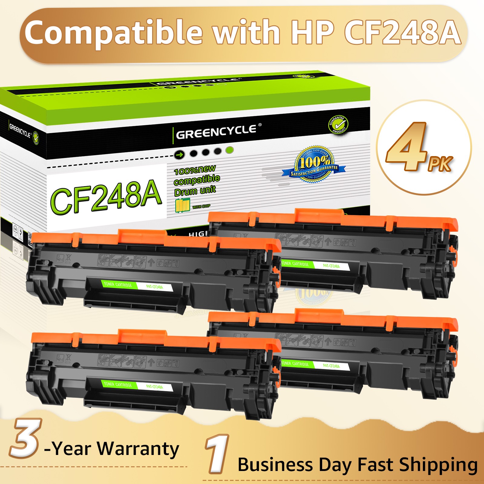 4PK 48A CF248A Toner Cartridge Replacement for HP LaserJet Pro M15a M15w M16a