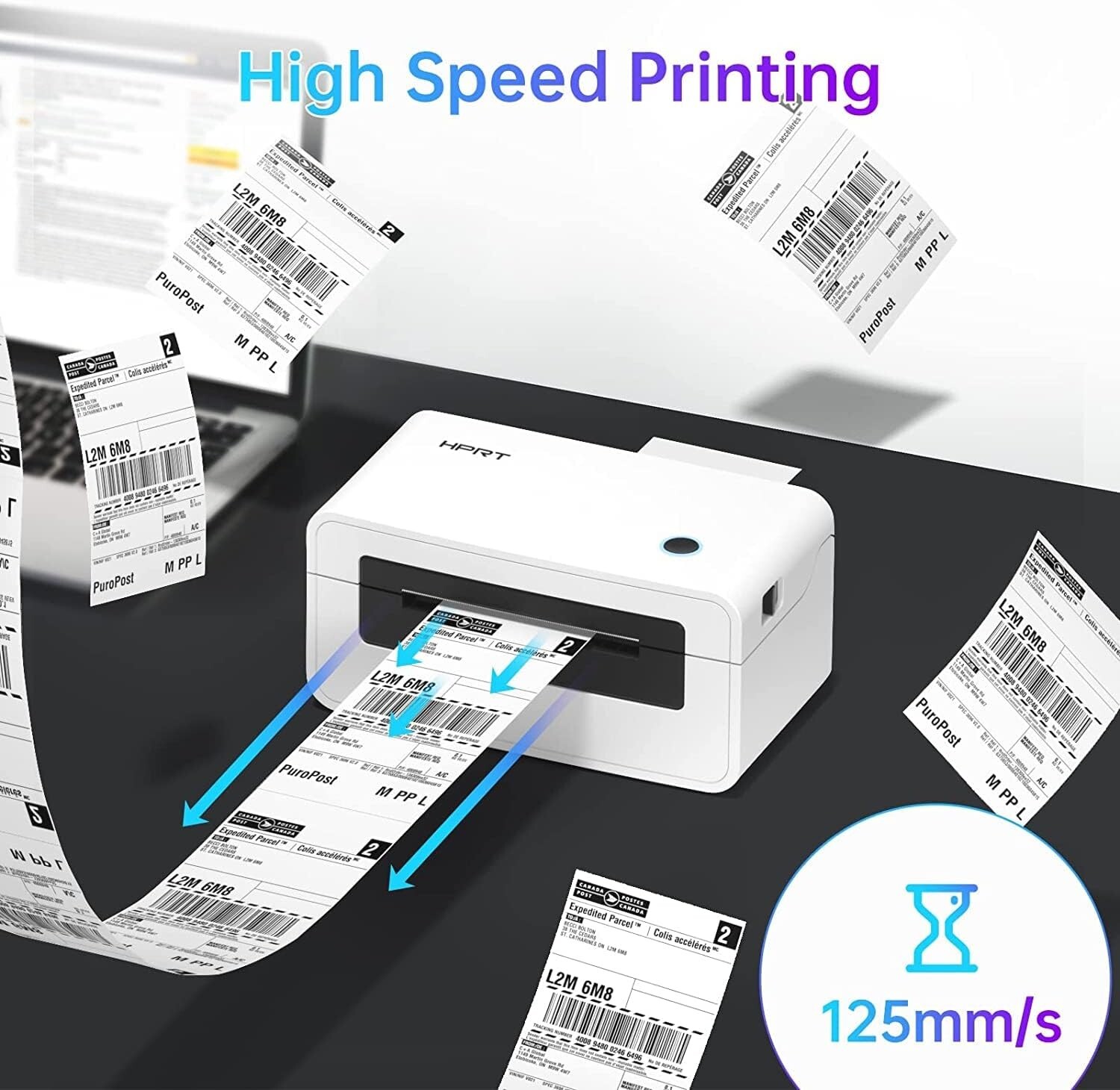 PRT Thermal Shipping Label Printer – 150mm/s High Speed 4×6 Label Printer
