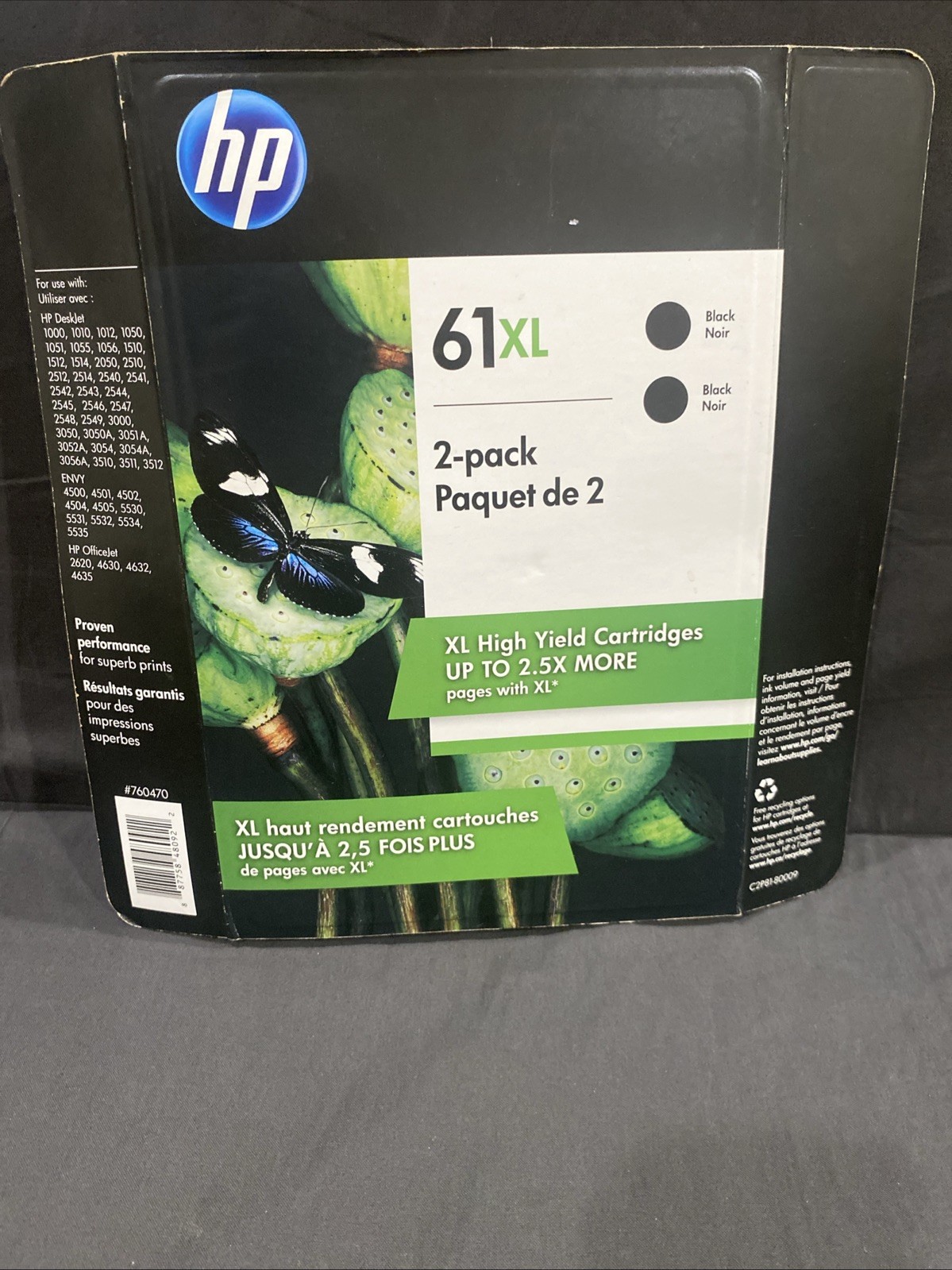 HP 61XL Black Ink Cartridge 2 pack Warranty Ended 2023