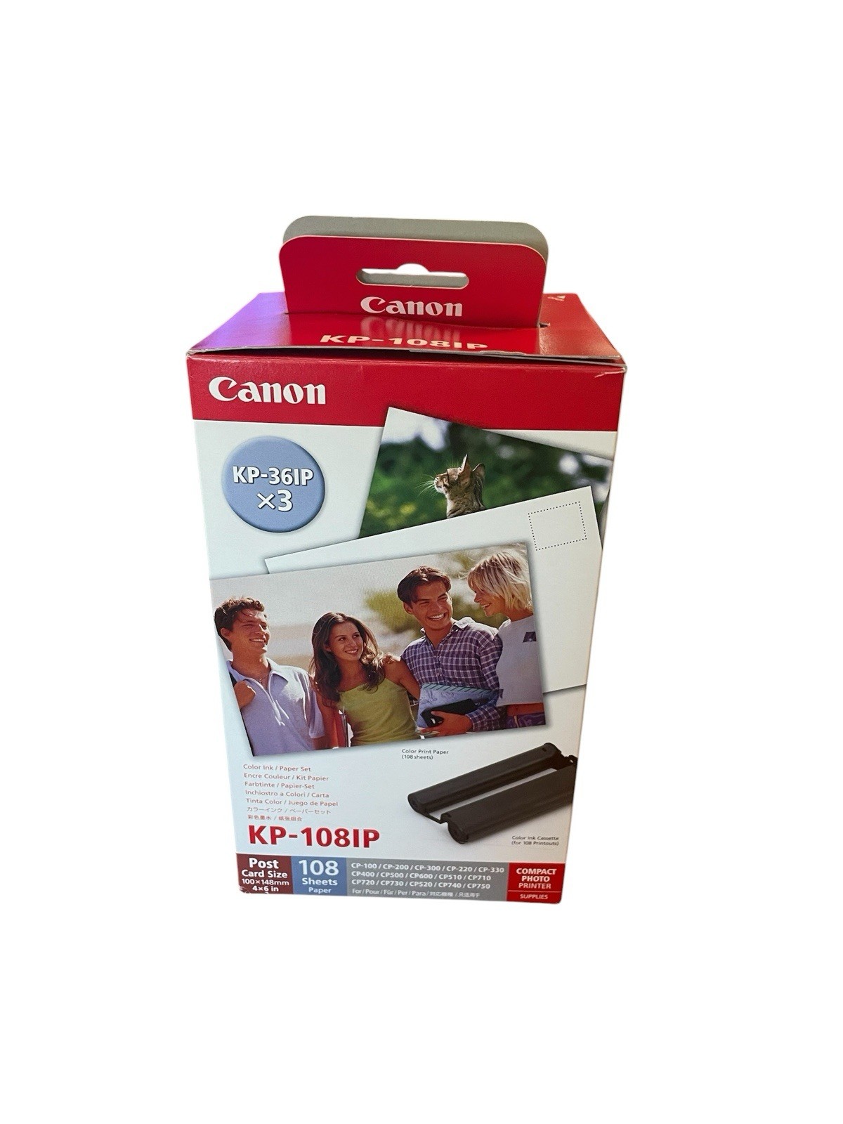 Canon KP-108IP (3) KP-36IP Color Ink Cartridges With 108 Sheets 4″x6″ Post Cards
