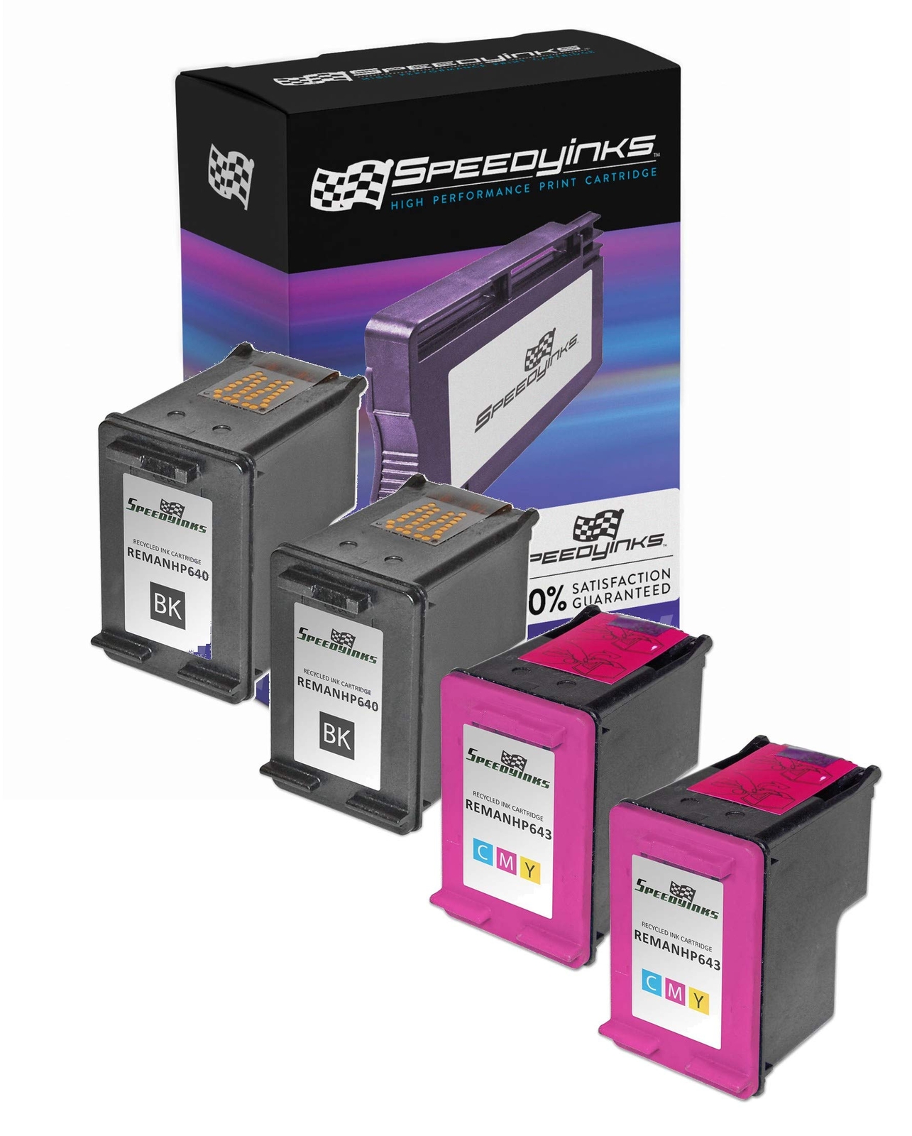 2PK Speedy 2Blk 2Color Ink Cartridge for HP 60 Photosmart c4700 c4780 c4680