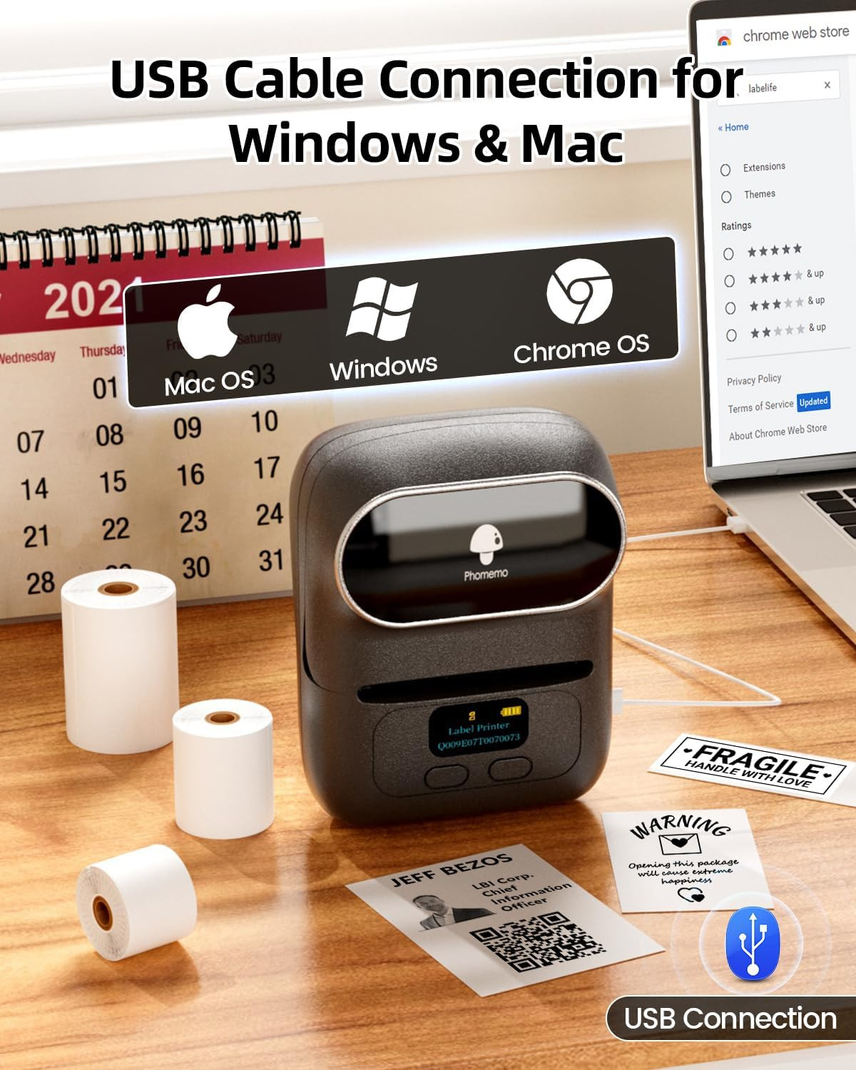 Label Maker – M110 Address Label Printer Bluetooth Thermal Printer for Business,