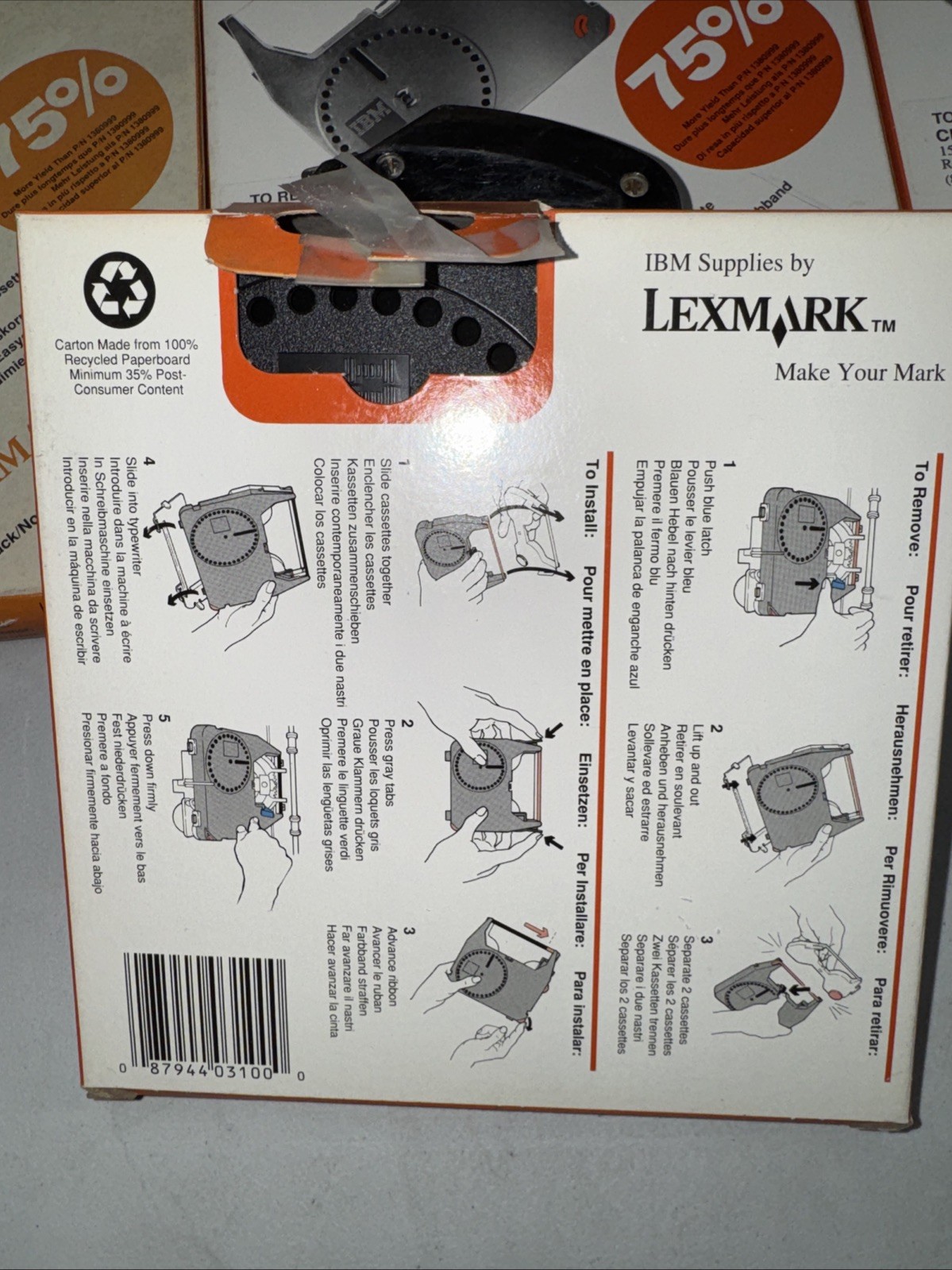 IBM Lexmark Easystrike High Yield Correctable Ribbon Cassette 1299845 Black 7 Pc