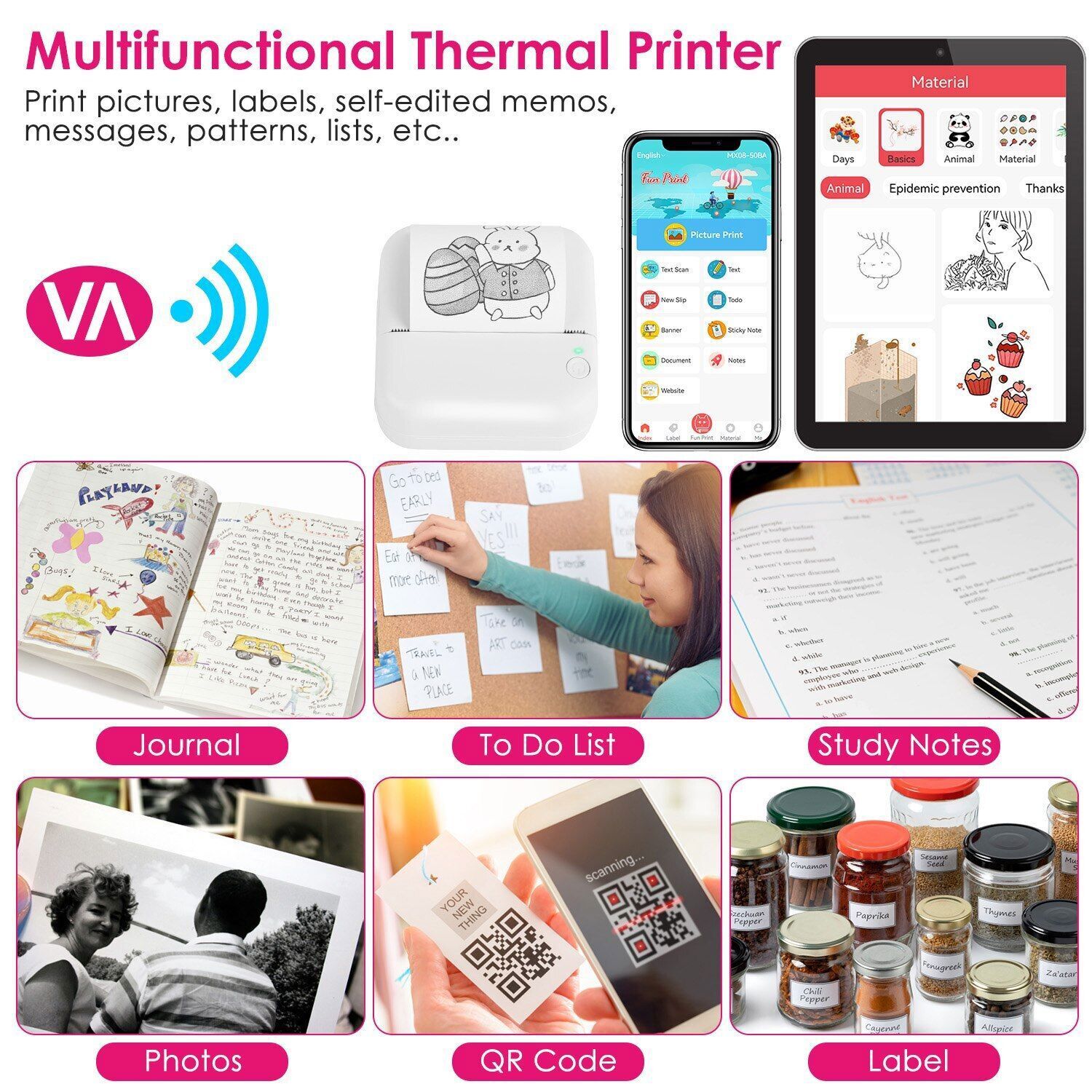 iDPRT Sticker Printer Portable Mini Printer, Bluetooth Thermal Inkless Sticker M