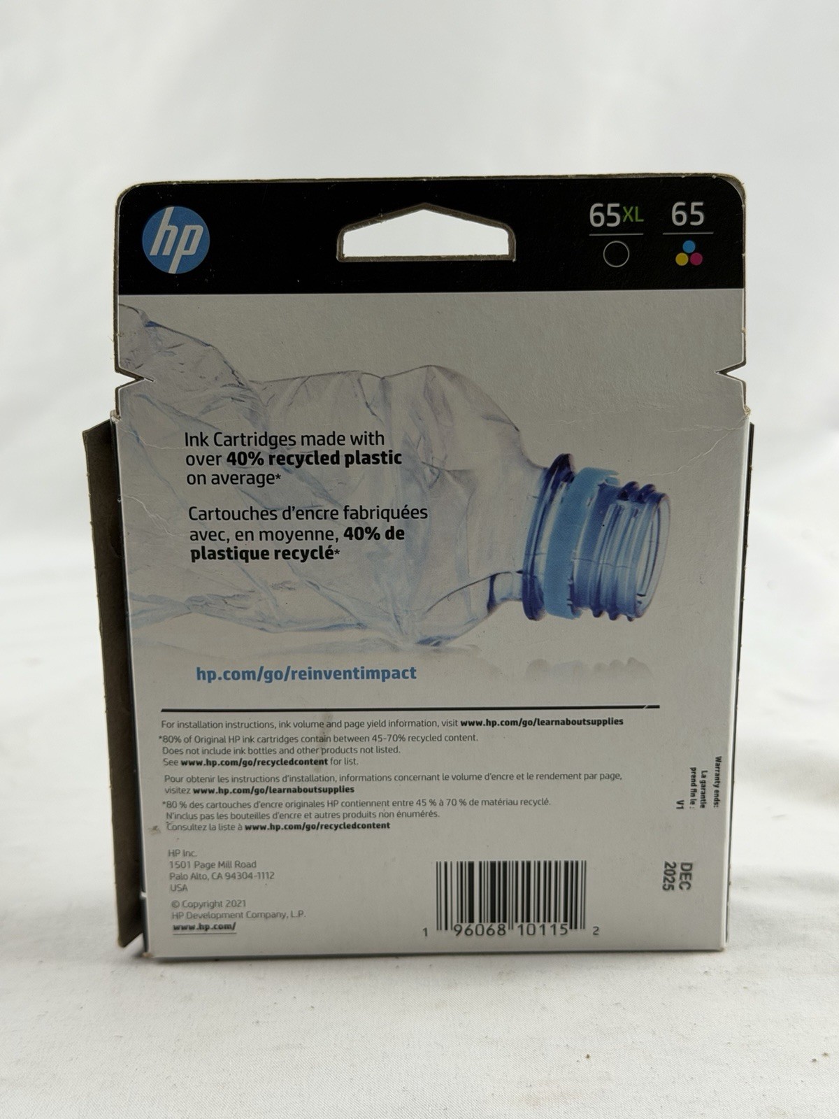 Genuine HP 65XL Black & 65 Tri-Color Ink Catridges 2 Pack Date: Dec 2025