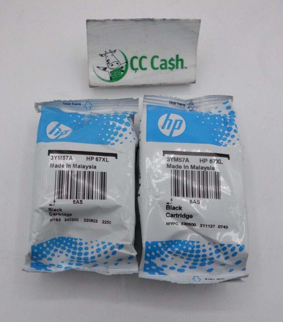 Genuine OEM HP 67XL Black-67XL Black SET (2) Ink Bulk Packaging FREE SHIPPING