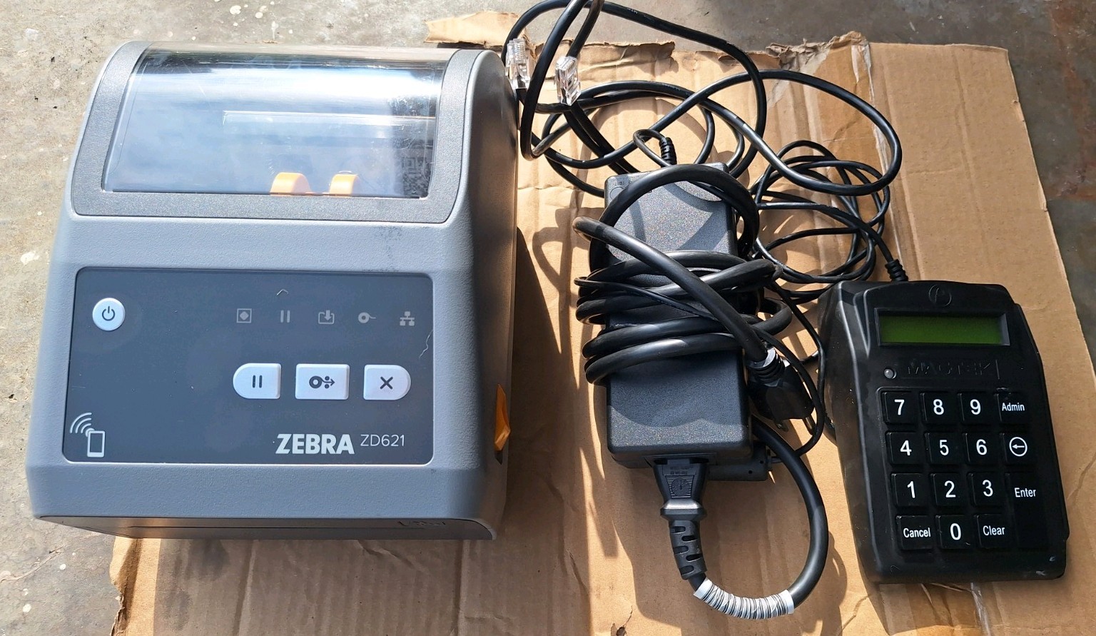 Zebra ZD621 Desktop Thermal Transfer Label Printer 300 dpi USB LAN BT No Adapter