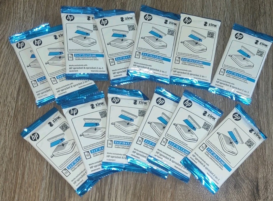 HP SPROCKET 2″x3″ ZINK STICKY BACKED PHOTO PAPER 13X (130 SHEETS) UNBOXED NEW