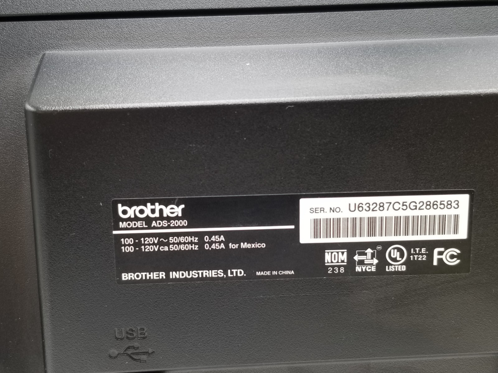 Brother ImageCenter ADS-2000 Desktop Document Scanner w/Power Cord