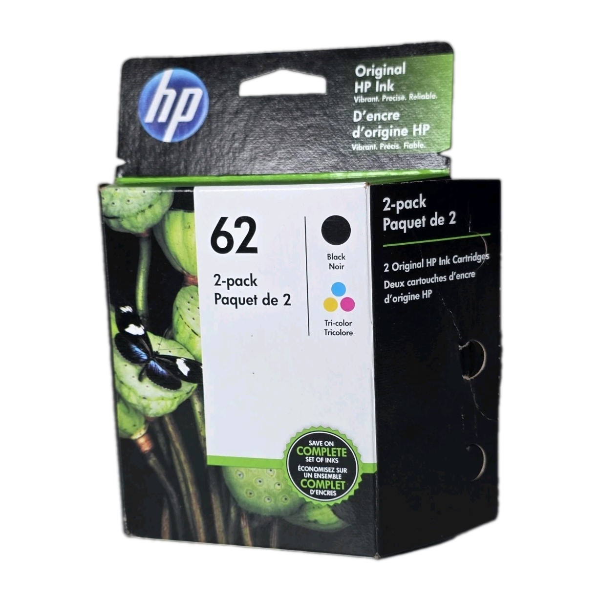 HP 62 Ink Cartridge Combo 2-pack BLACK & TRI-COLOR EXP 2023 OEM Genuine