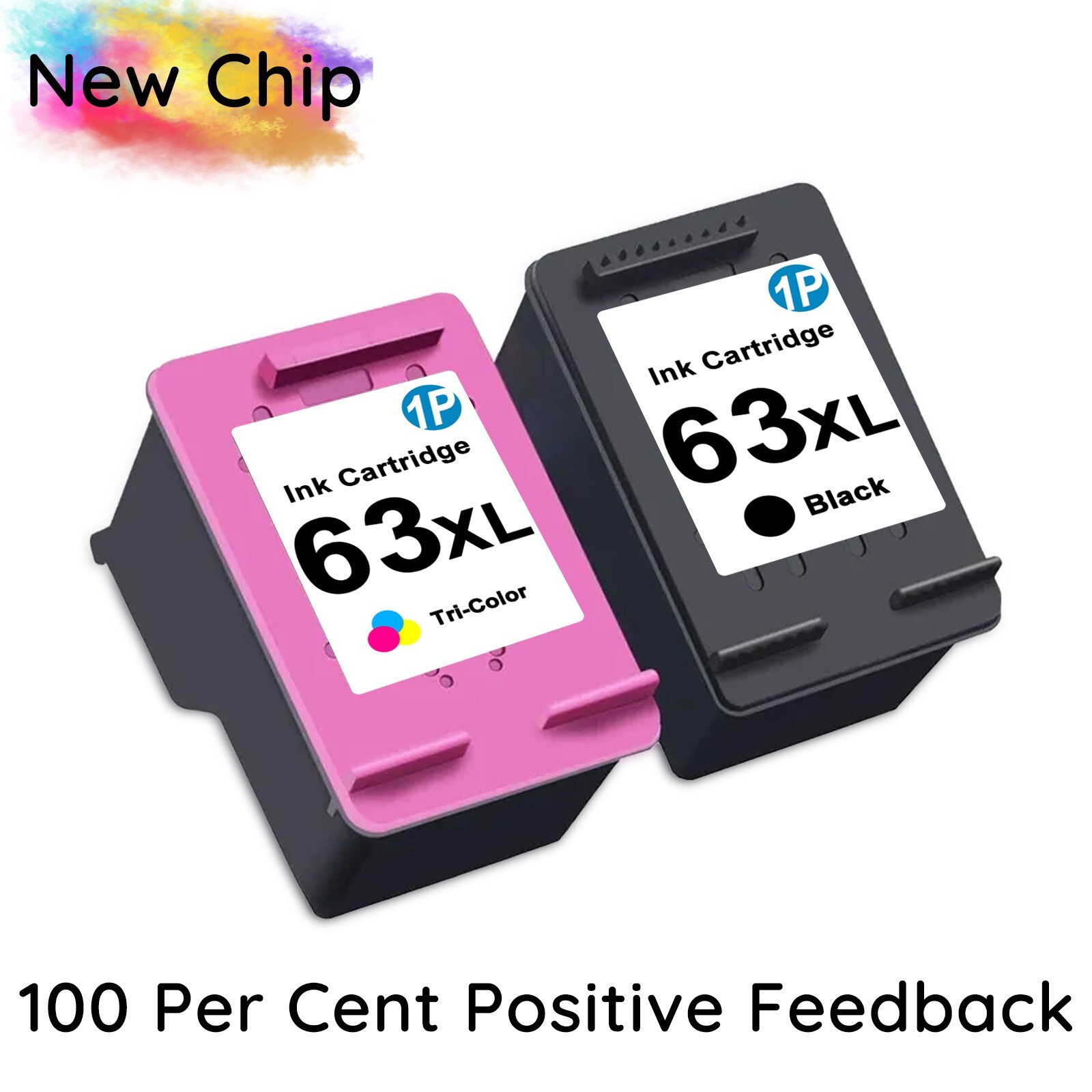 2 Pack 63XL Replacement for HP 63 XL Ink Cartridge Black/Tri-Color Deskjet 2130