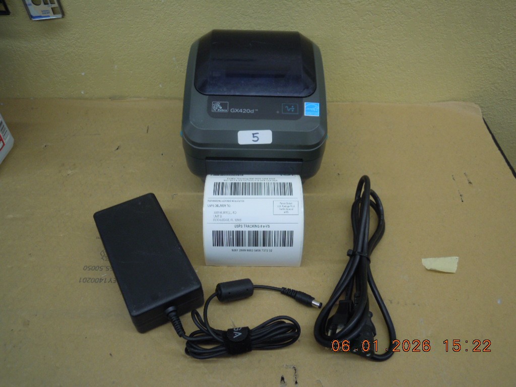 Zebra GX420d Thermal Label Printer | 203dpi | USB | AC Adapter | Tested #5