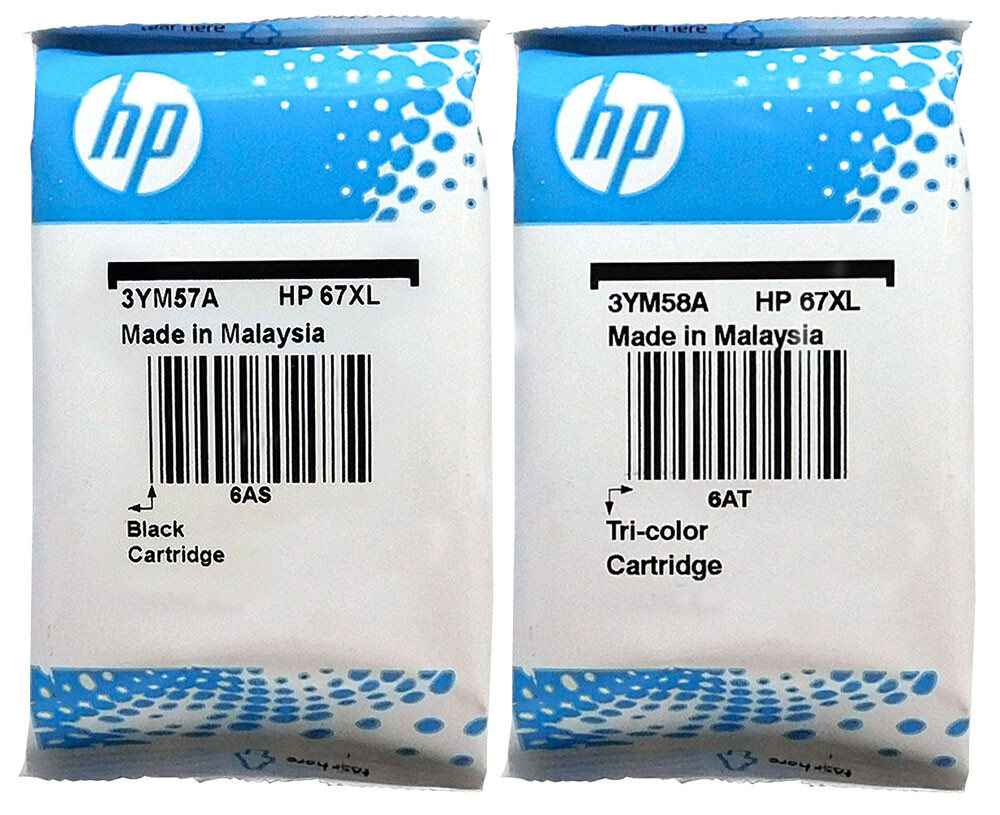 New HP 67XL Black 3YM57AN / 67XL Color 3YM58AN Combo GENUINE