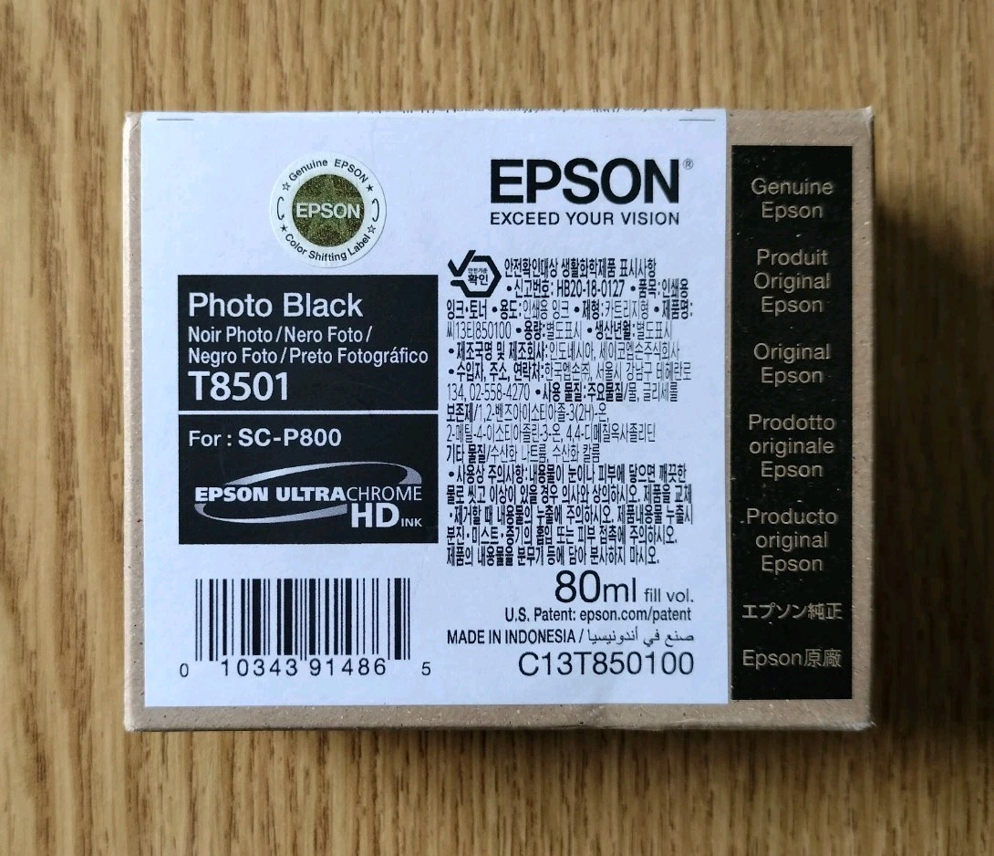 New Genuine Epson T8501 Photo Black Ultra Chrome HD Ink For SC-P800 Exp 04-2027