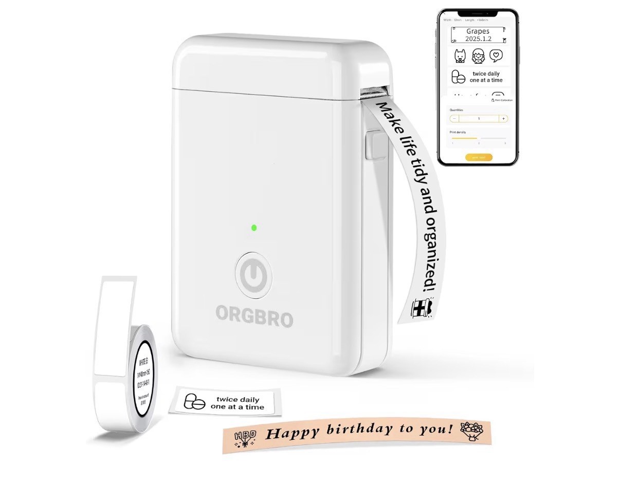 ORGBRO X1 White Label Maker Machine with Tape Thermal Portable Bluetooth