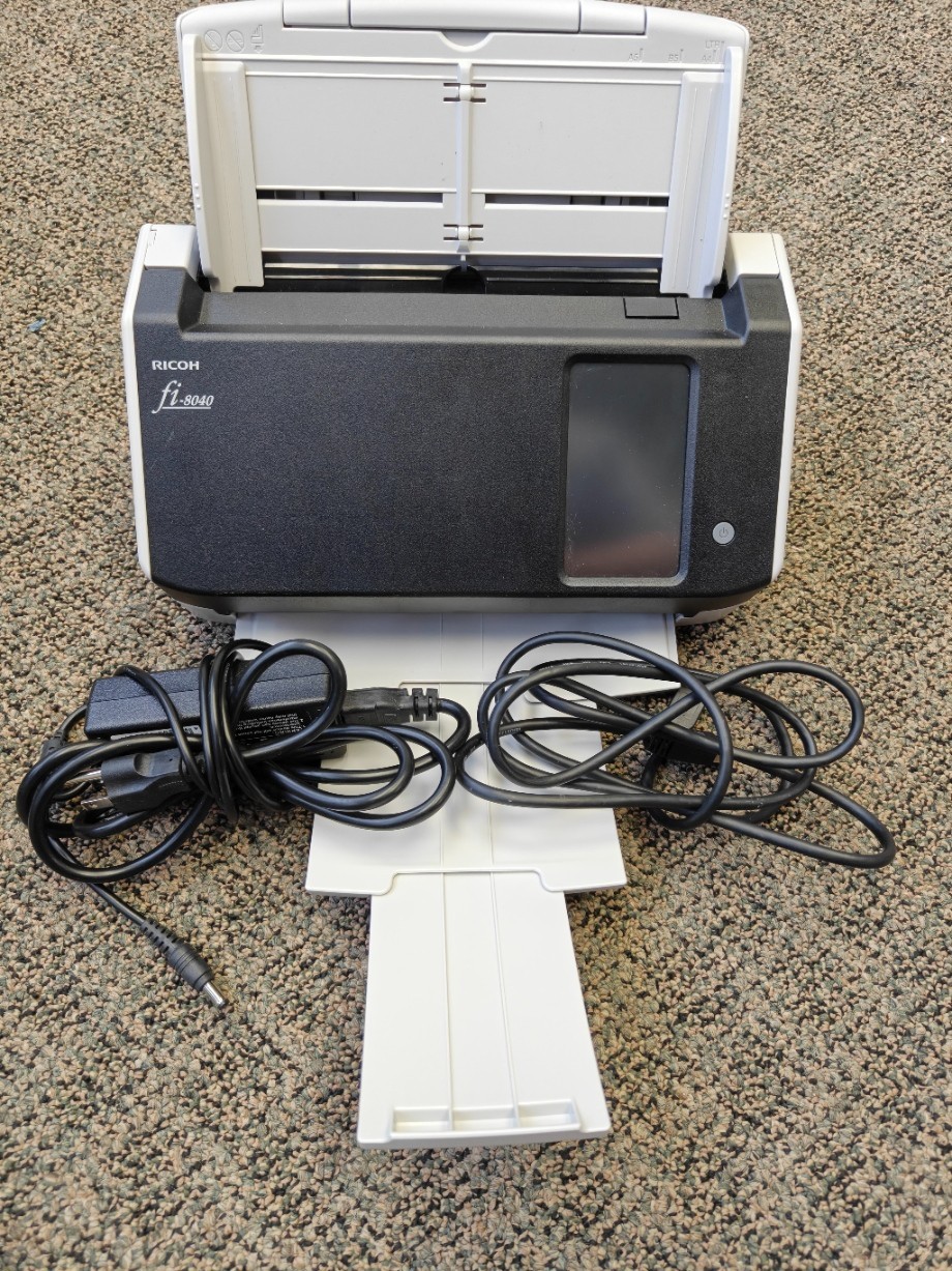 USED Ricoh/Fujitsu fi-8040 Document Scanner ADF Color Screen TESTED Accessories.