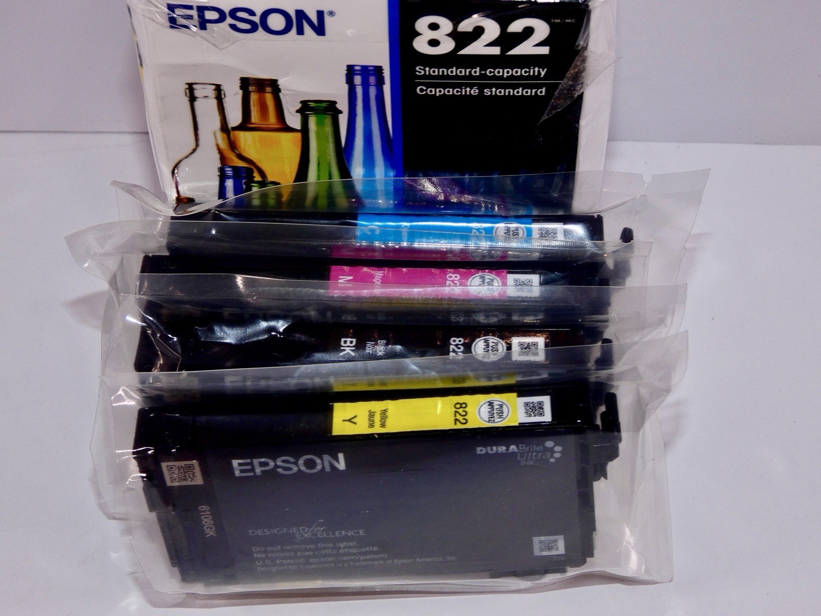 Epson 822 Genuine OEM Standard Ink Cartridges 4 Pack Open Box Sealed