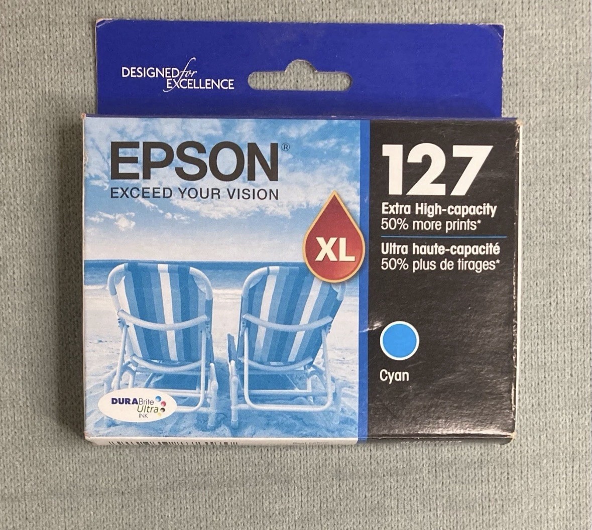 Genuine Epson 127 XL Cyan Ink Cartridge Extra High Capacity 01/2028