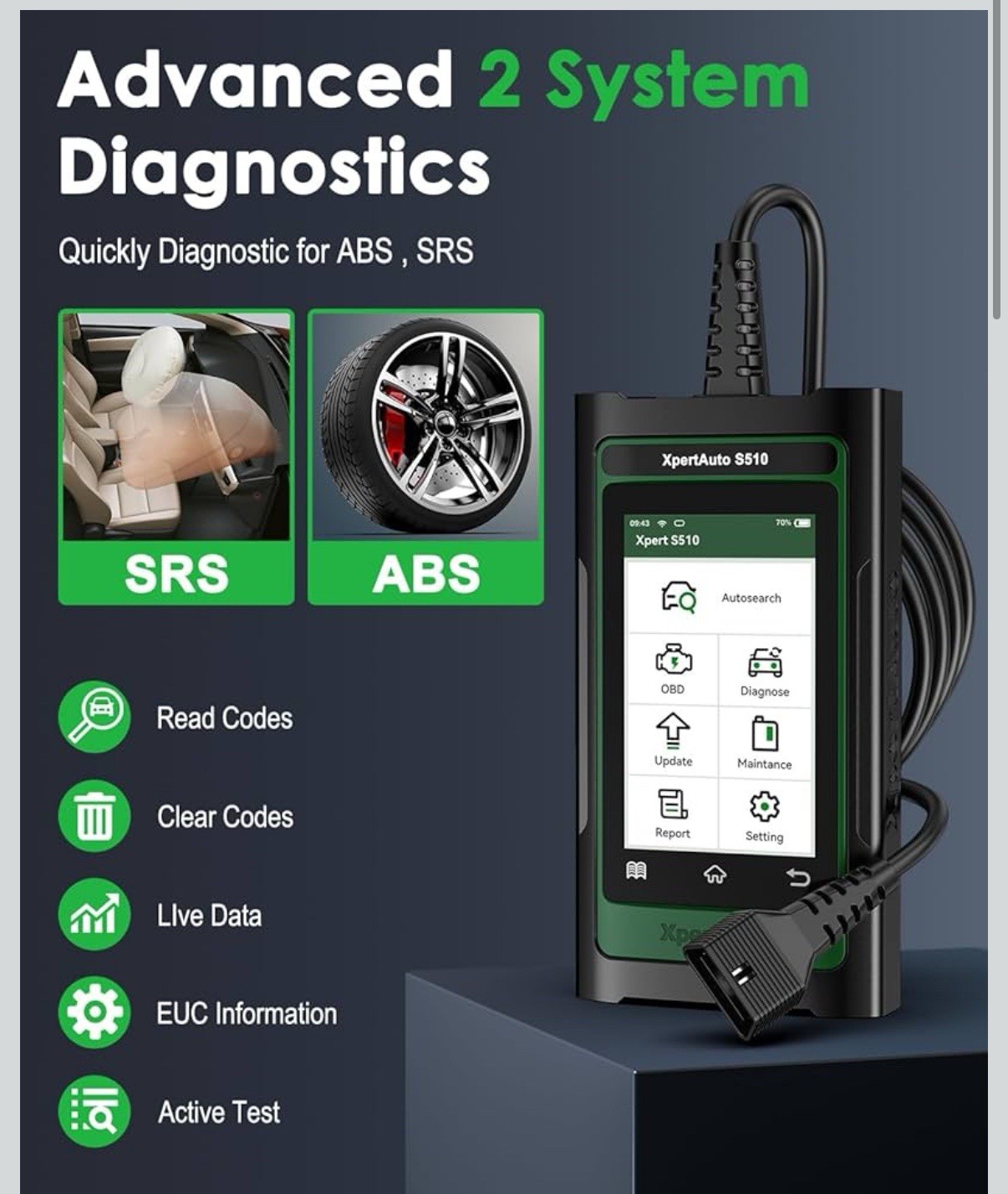 S510/512 Scanner Diagnostic Tool, Car Code Reader and Reset Tool with ABS SR-