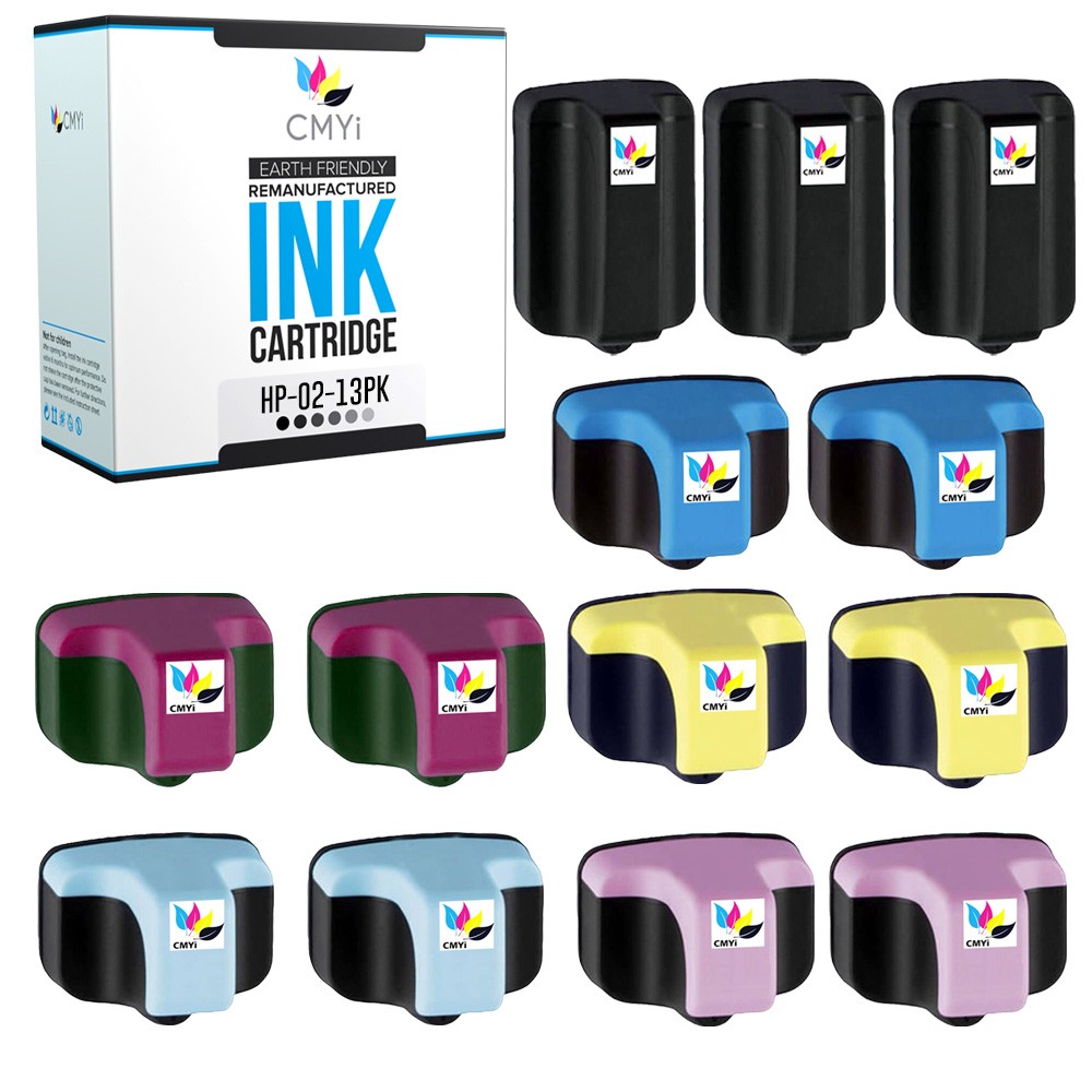 CMYi Replacement Ink Catridges Lot for HP 02 Black Color Fits Photosmart Printer