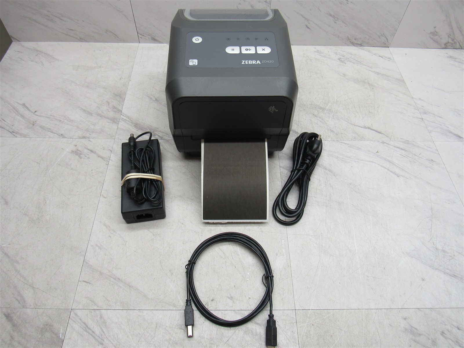 Zebra ZD420 ZD42042-T01E00EZ Thermal Barcode Label Printer USB Network + Adapter