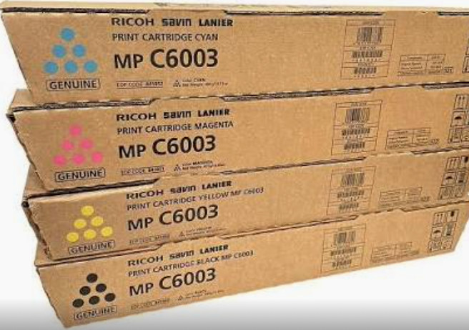 6PK Ricoh MP C6003, Cyan, Yellow, Magenta and Black Ink Cartridges Waste Bottle