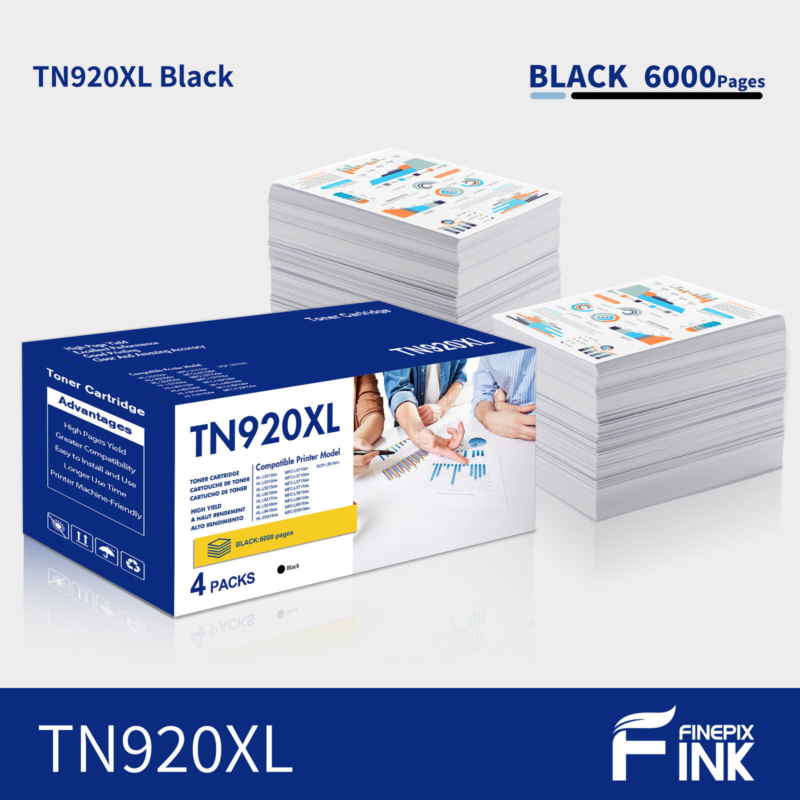 TN920 Toner Cartridge Compatible With Brother TN920XL HL-L5210DN HL-L5210DW LOT
