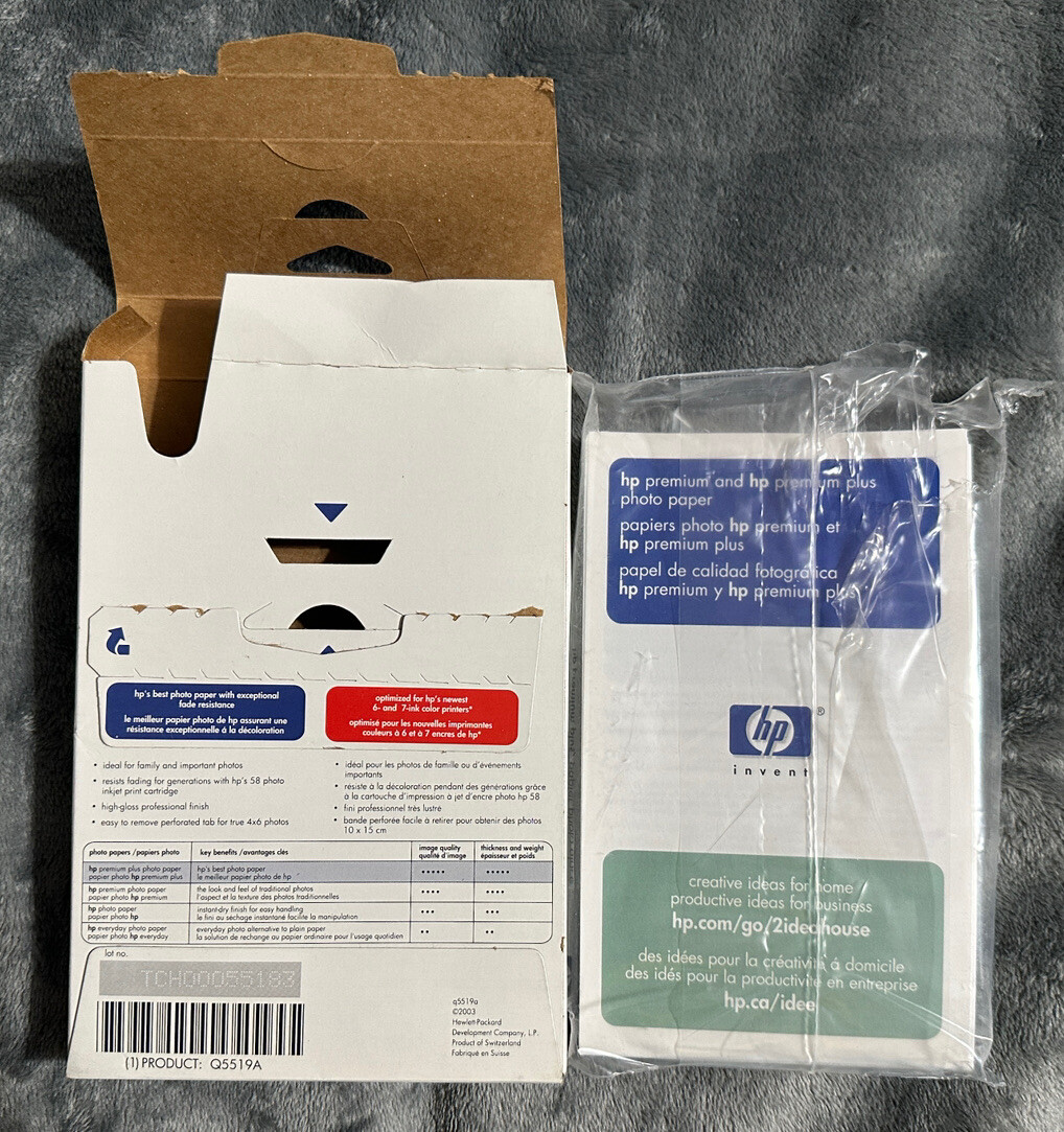 HP Premium Plus Glossy 4×6 Photo Paper 45 Sheets Q5519A 1 New & 1 Open Box 41 ct