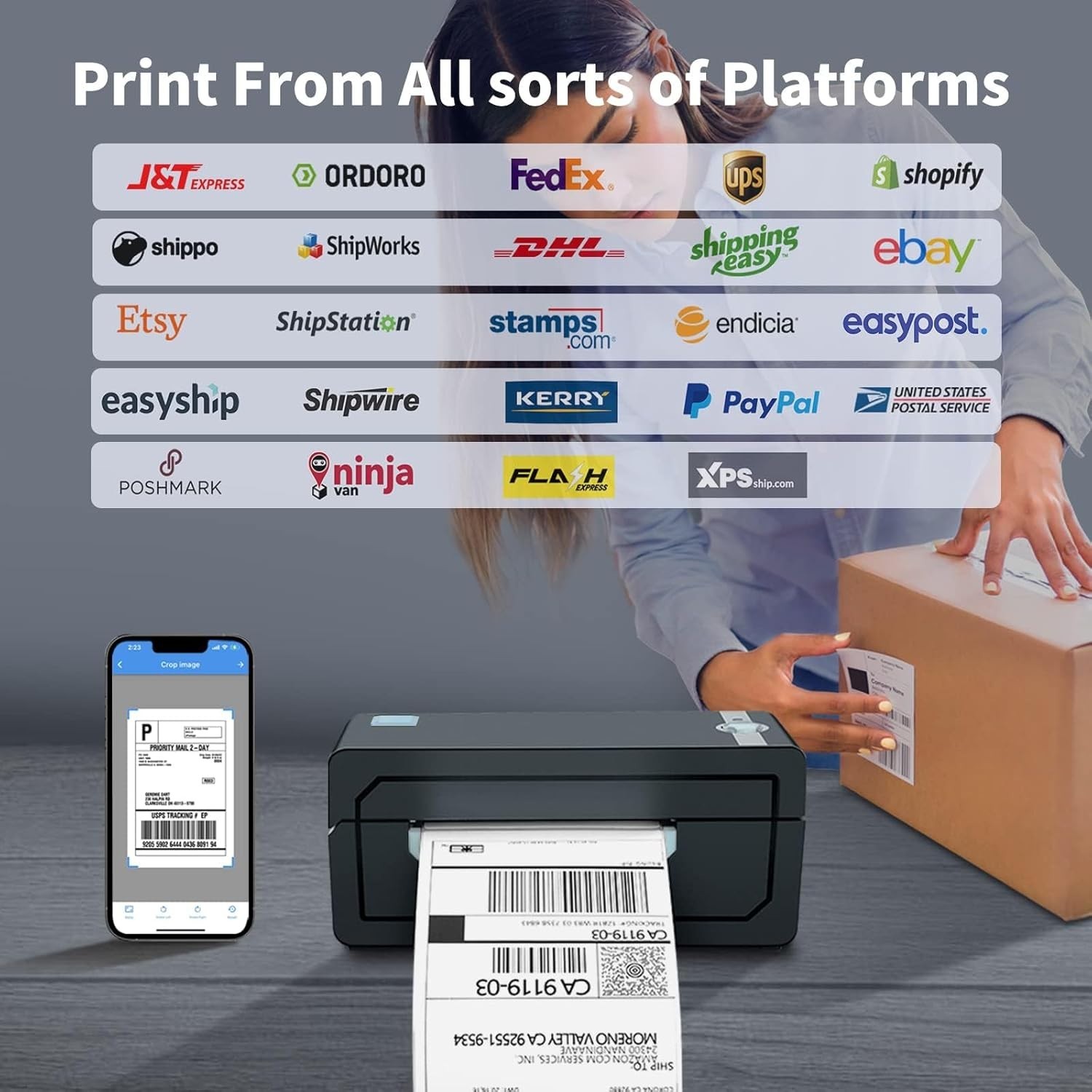 Wireless 4×6 Shipping Label Printer – iOS Android Compatible..