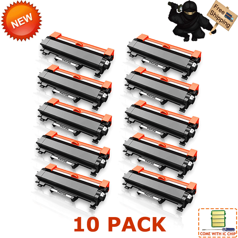 10 Pack TN730 Toner Cartridge with IC CHIP for Brother MFC-L2710DWM MFC-L2750D