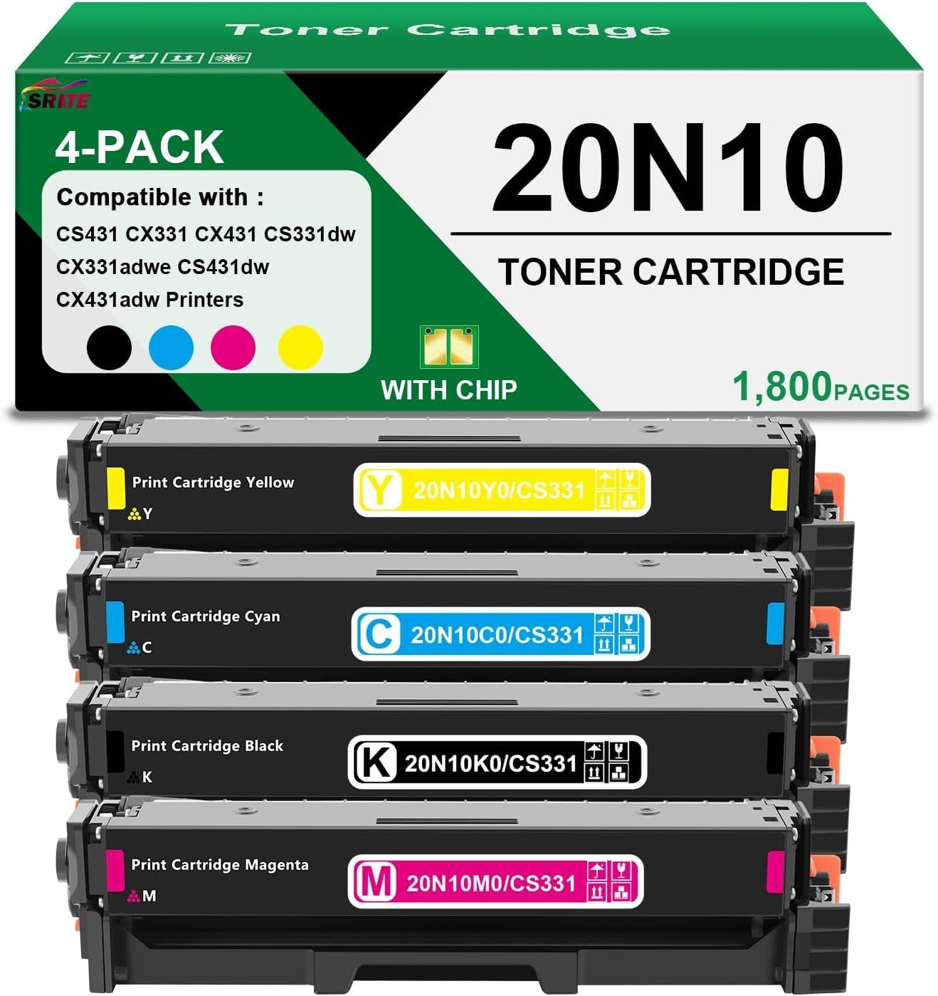  20N10 CS331 CX331 Toner Cartridge for Lexmark 20N10K0 20N10C0 20N10M0 20N10Y0 L
