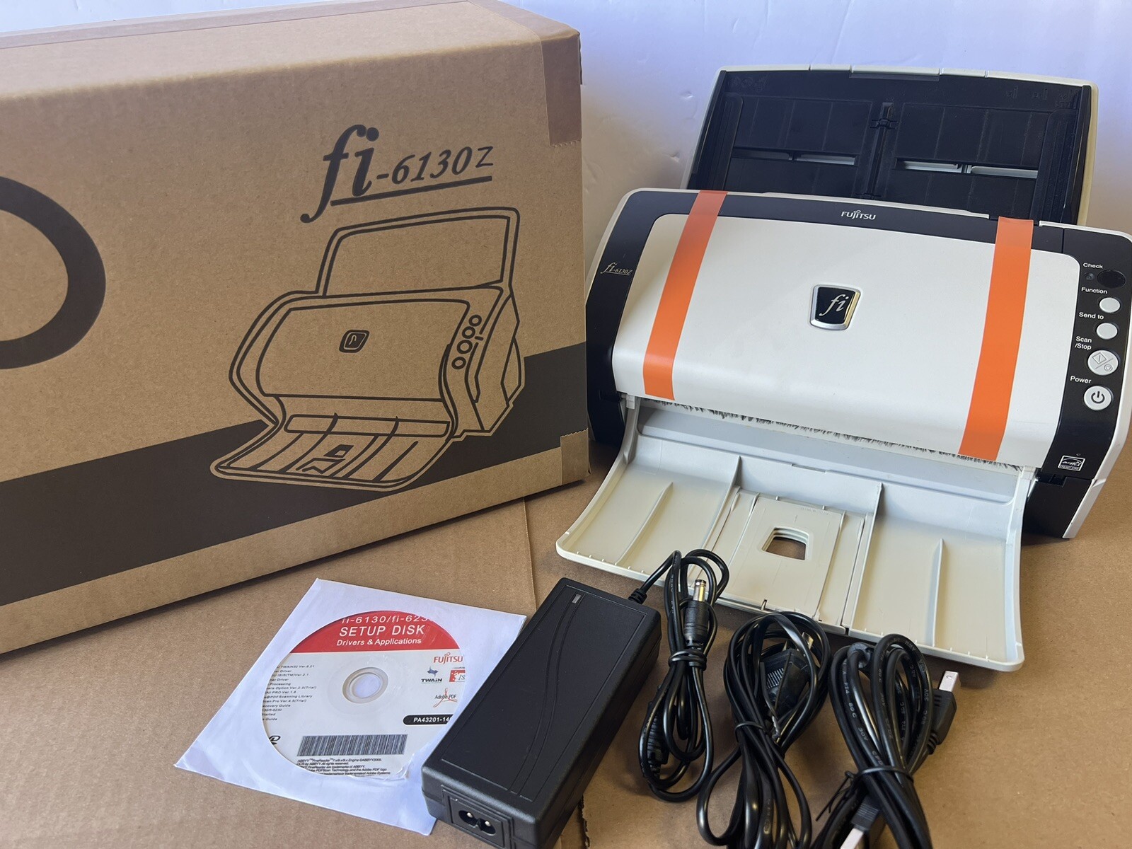 Fujitsu FI-6130Z Scanner FULL SET (AC Adapter; USB Cable; USB Setup Drivers)