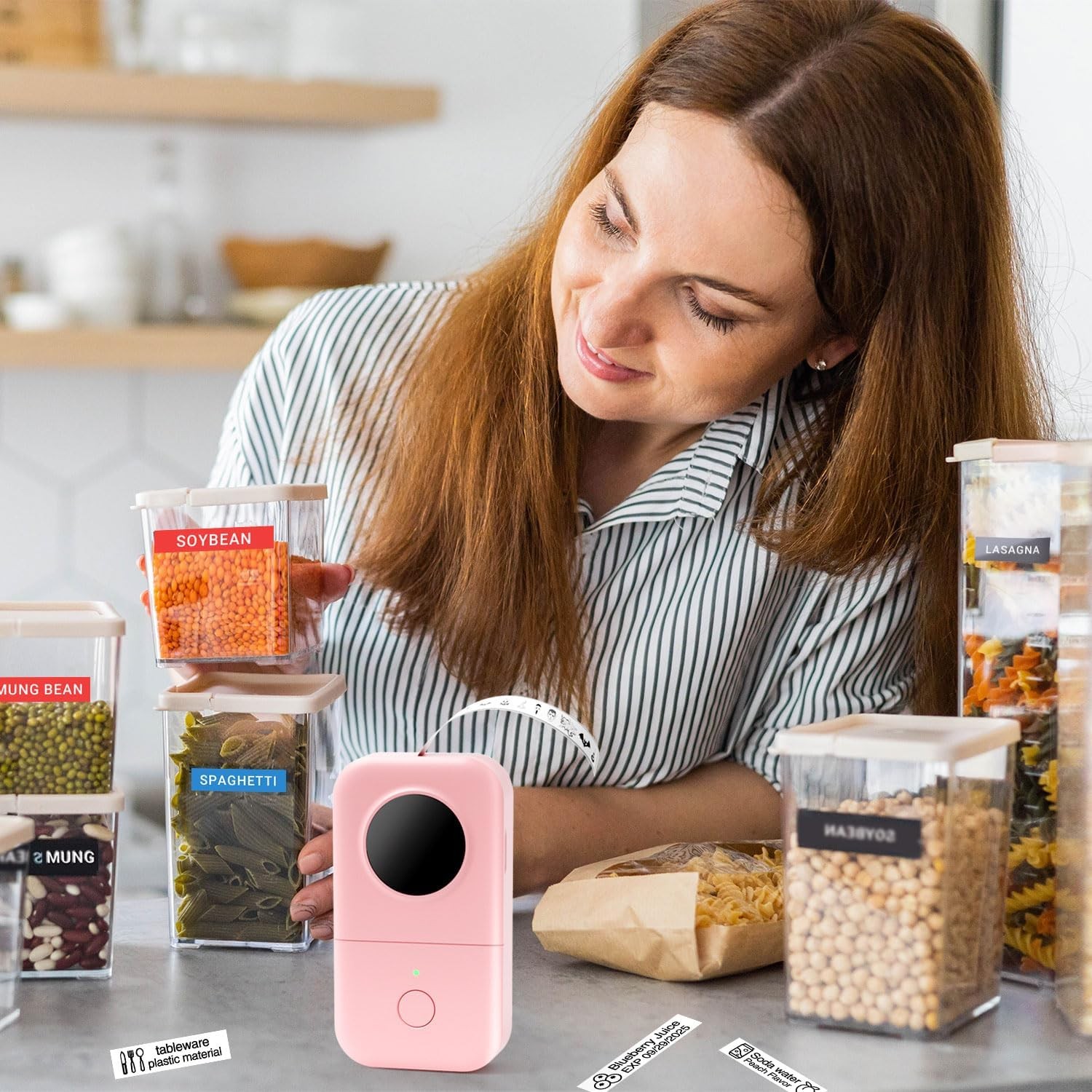 Phmemo D30 Mini Bluetooth Label Printer Protable Label Maker Machine with Tape