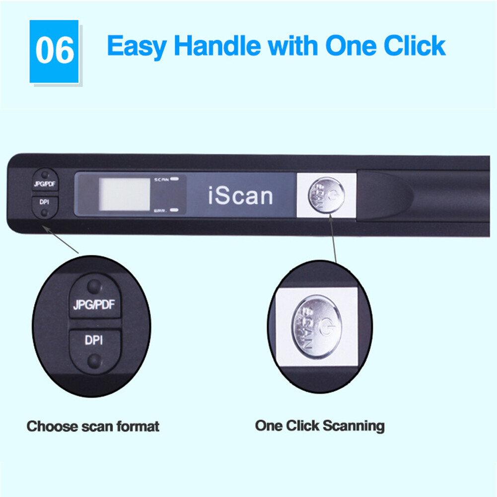 900Dpi Handheld Portable Mini Scanner Document Photo A4 Scan to PDF JPG Wireless