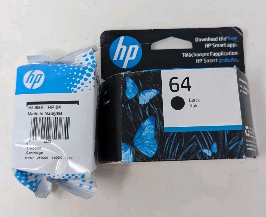 Genuine HP 64 Black & Tri-Color Ink Cartridges X4D92AN Combo OEM Exp Jun 2026