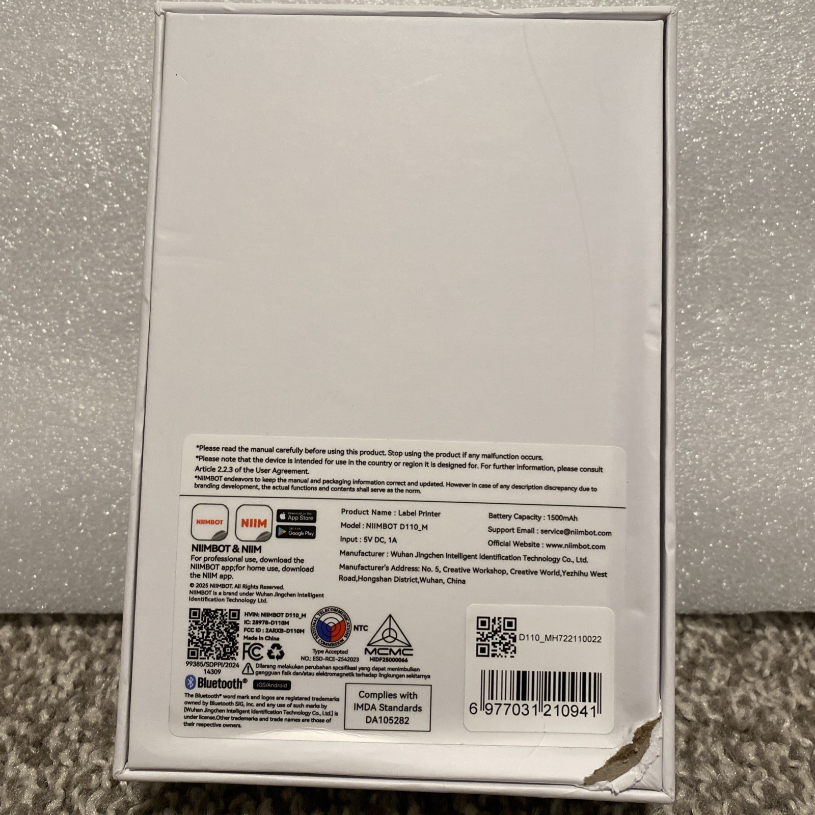 NIIMBOT D110_M Smart Label Printer WHITE– New Open Box