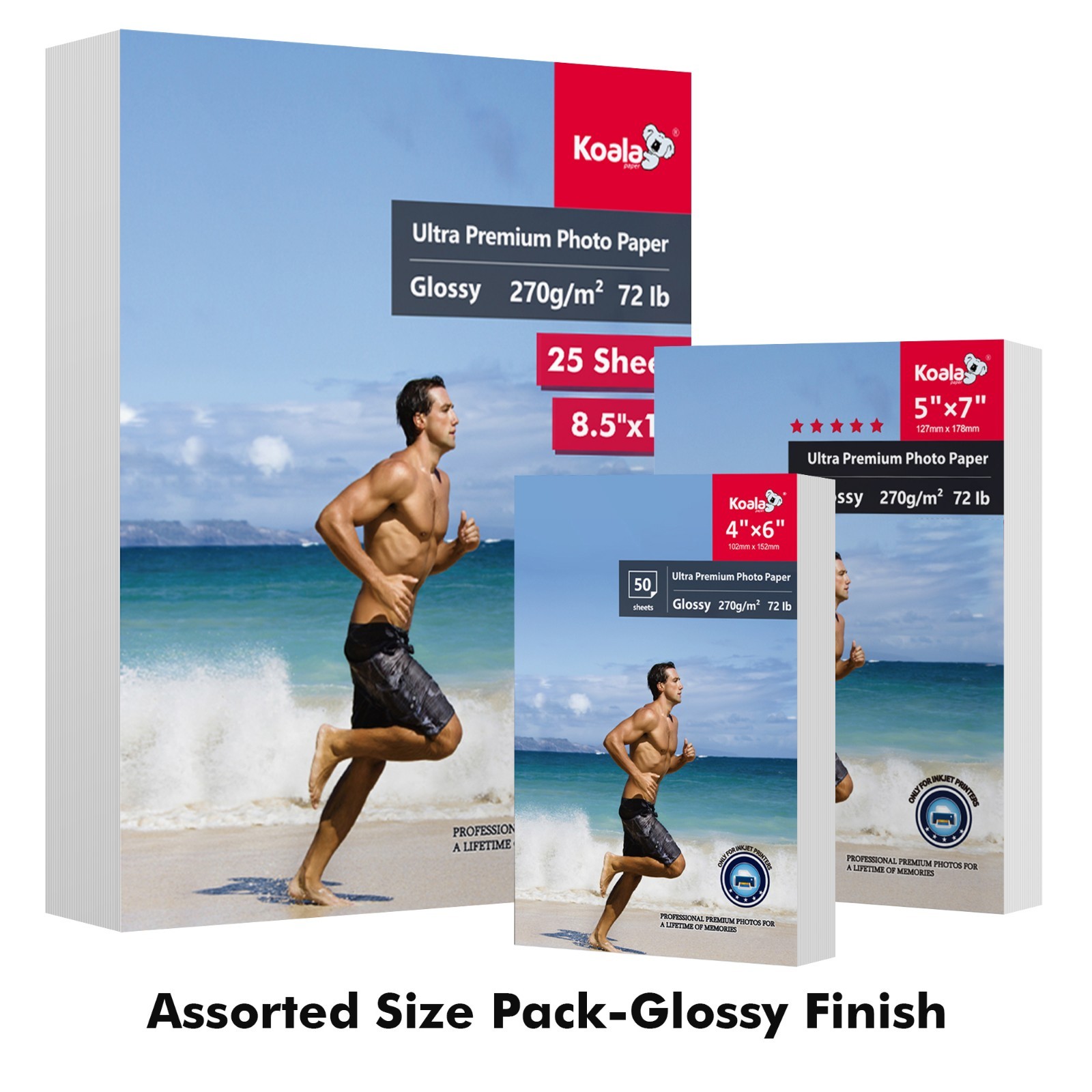 Assorted Size Bundle Koala Ultra Premium 72lb Glossy Photo Paper Inkjet Printer