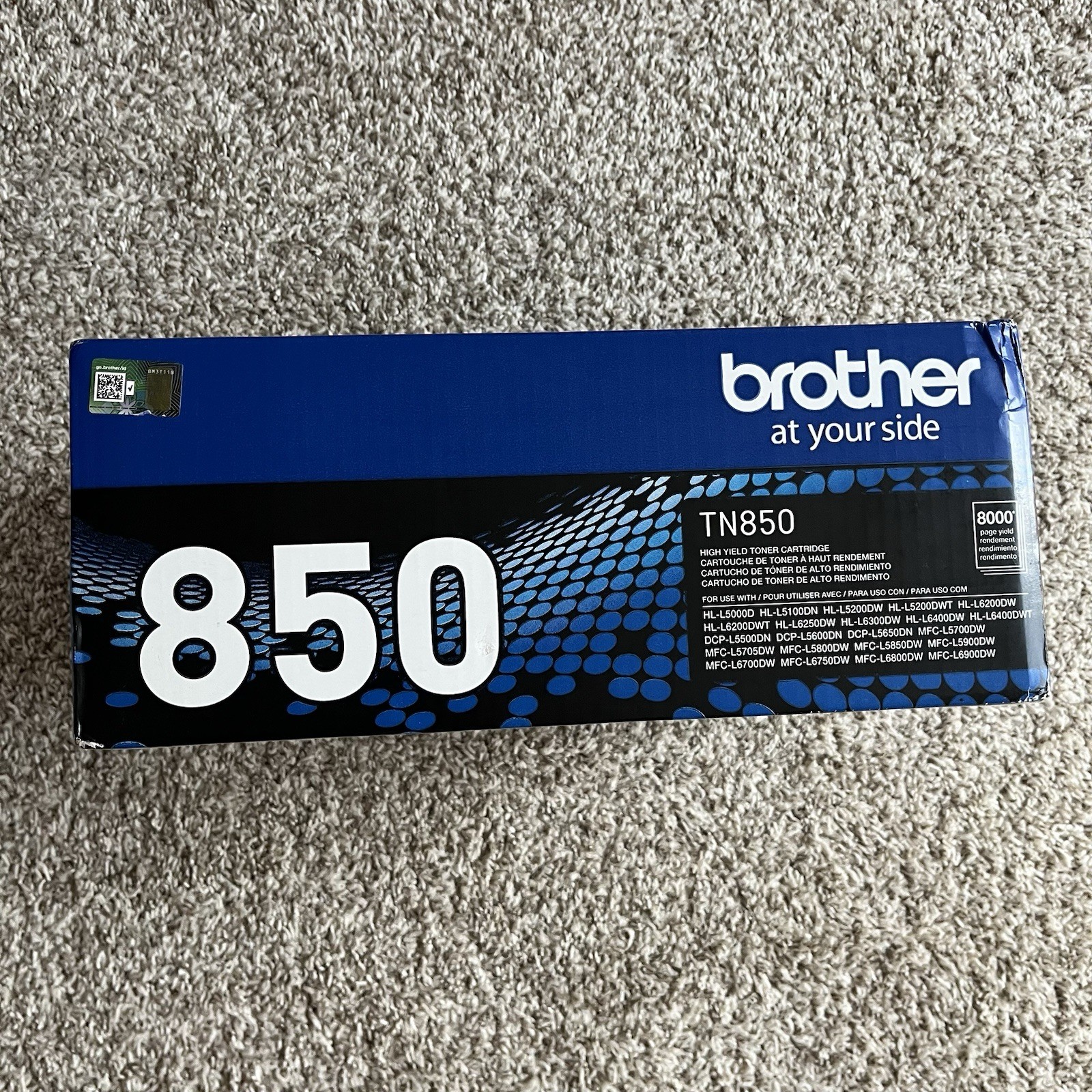 Brother Genuine High Yield Toner Cartridge, TN850, Replacement Black Toner