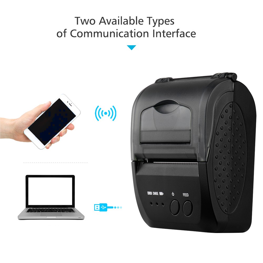 5809DD Portable Mini Thermal Printer Wireless USB Bluetooth 2000mAh Battery