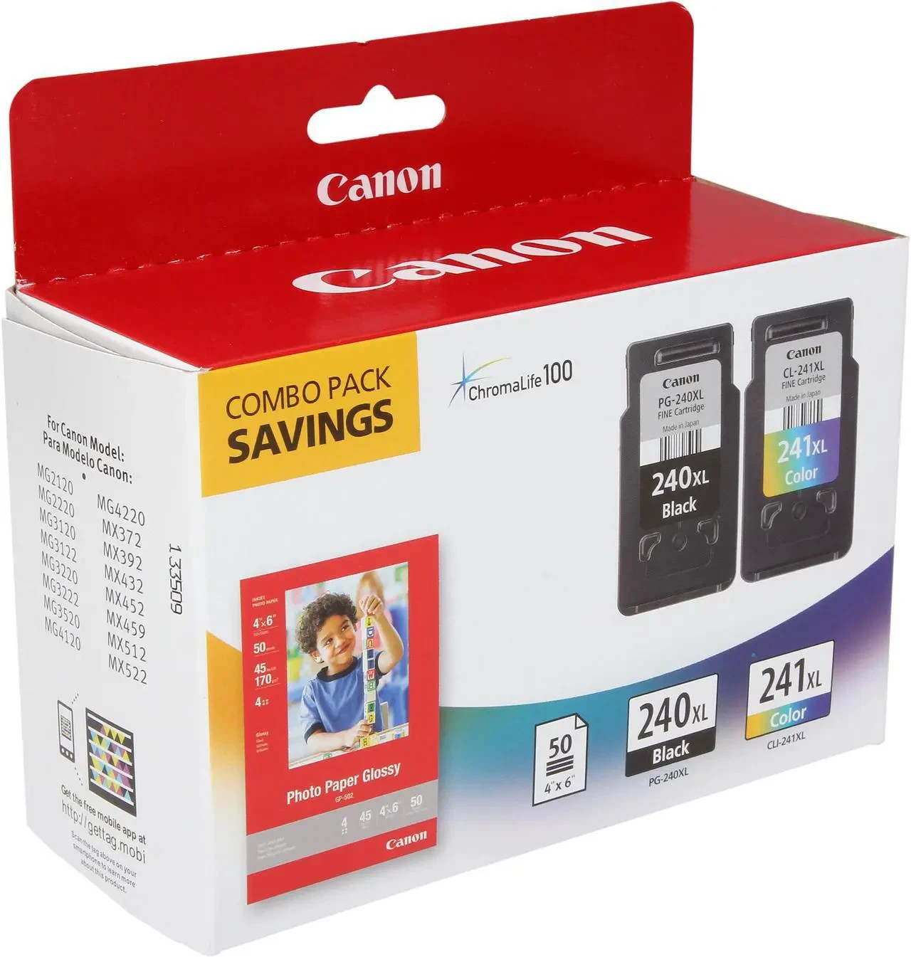 Canon PG-240XL/CL-241XL/GP-502 Black Tri-Color Ink Cartridge Model 5206B005