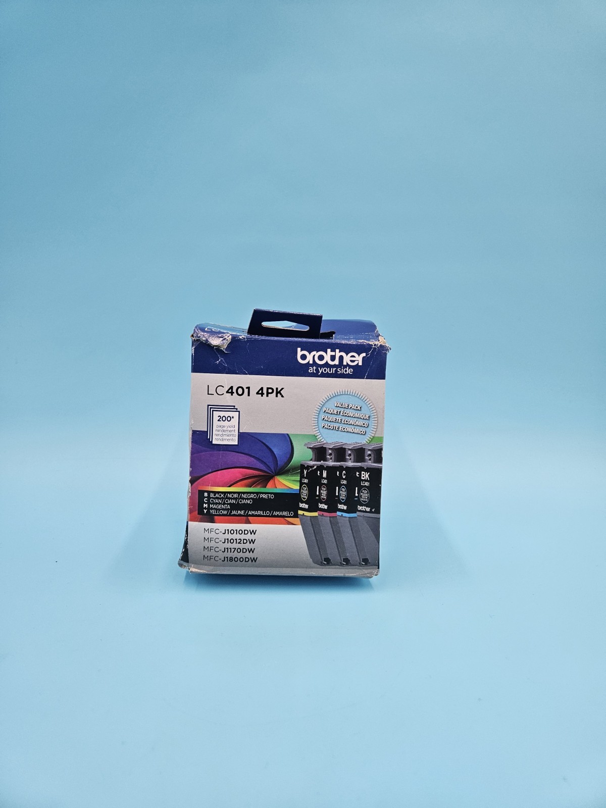 Brother LC401 4PK Color Ink Cartridges Black Cyan Magenta Yellow, Exp: 11/2028