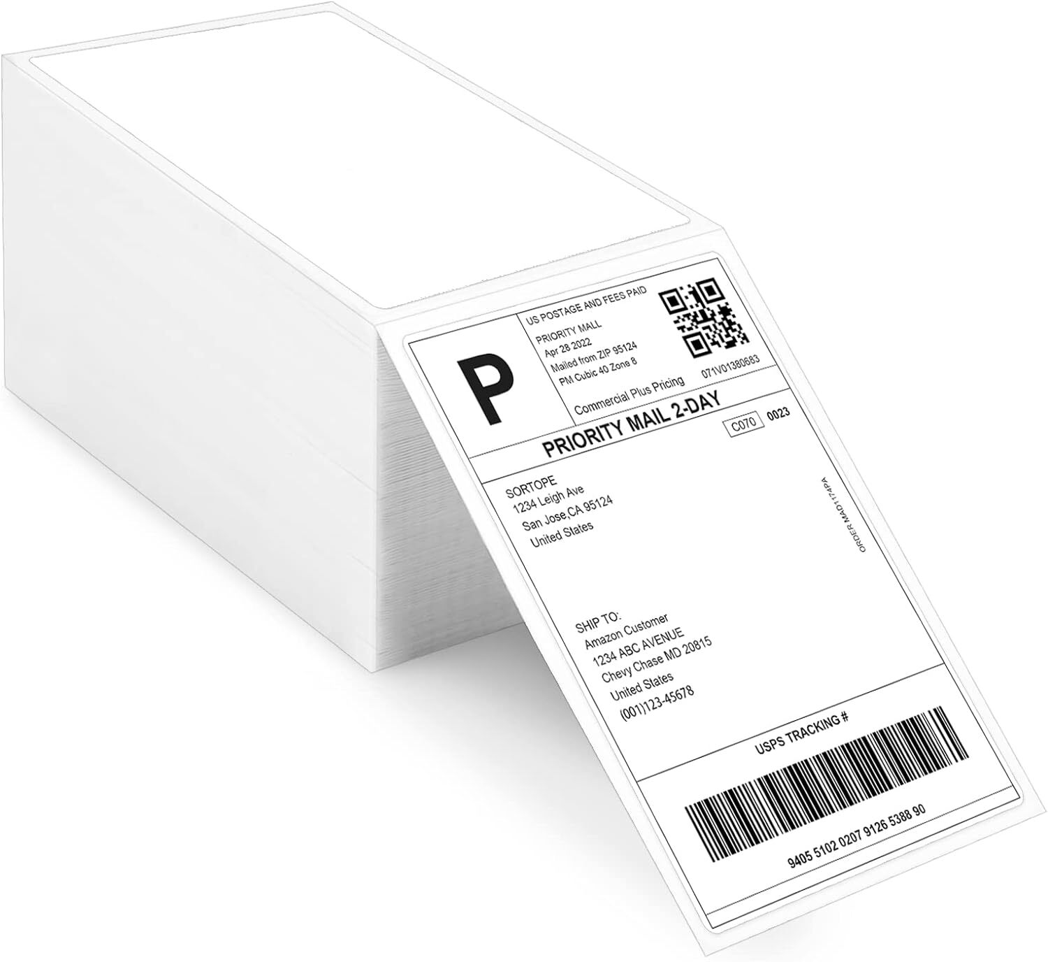 500/1000 4×6″ Direct Thermal Shipping Labels for Zebra Rollo Phomemo Printers