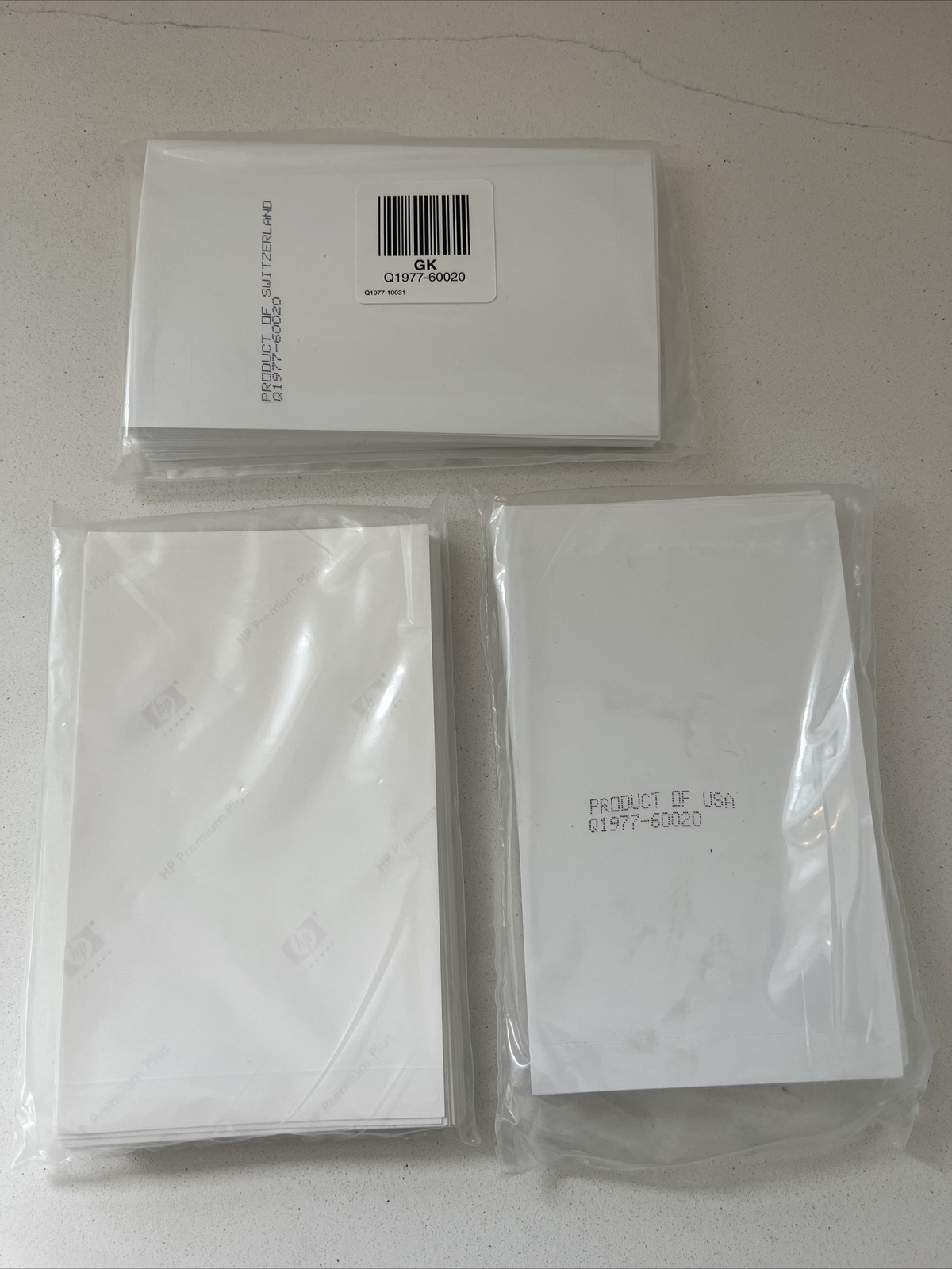 3 PACKAGES OF HP PREMIUM PLUS PHOTO PAPER 4″ X 6″-SWITZERLAND Q1977-60020